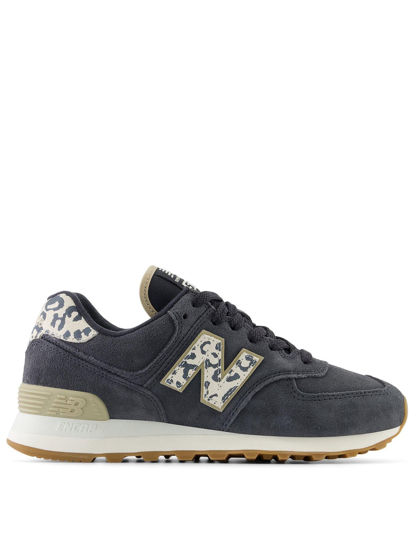 New Balance Womens 574 Trainers - Black Animal