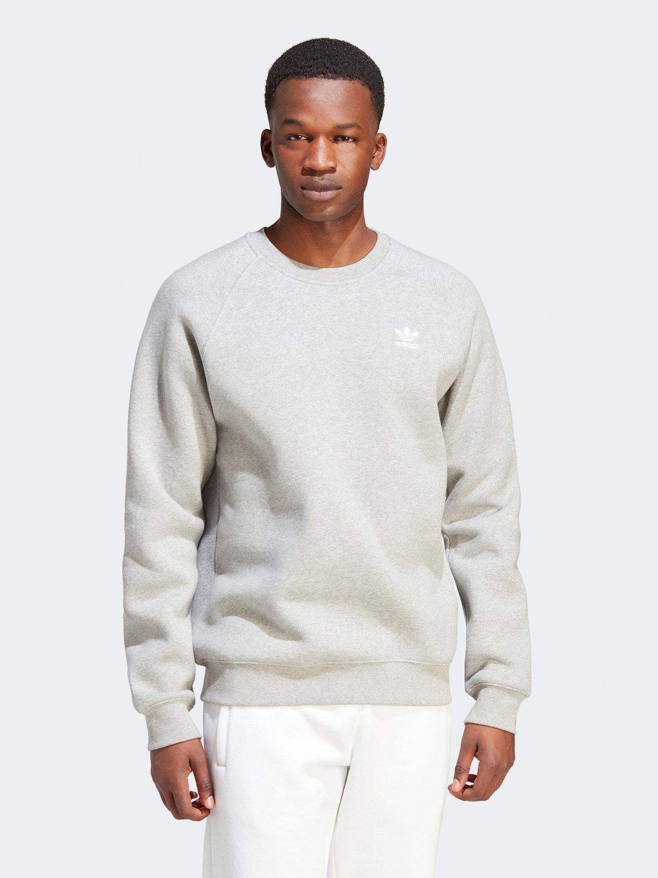 Men s Essential Trefoil Crew Sweat Grey