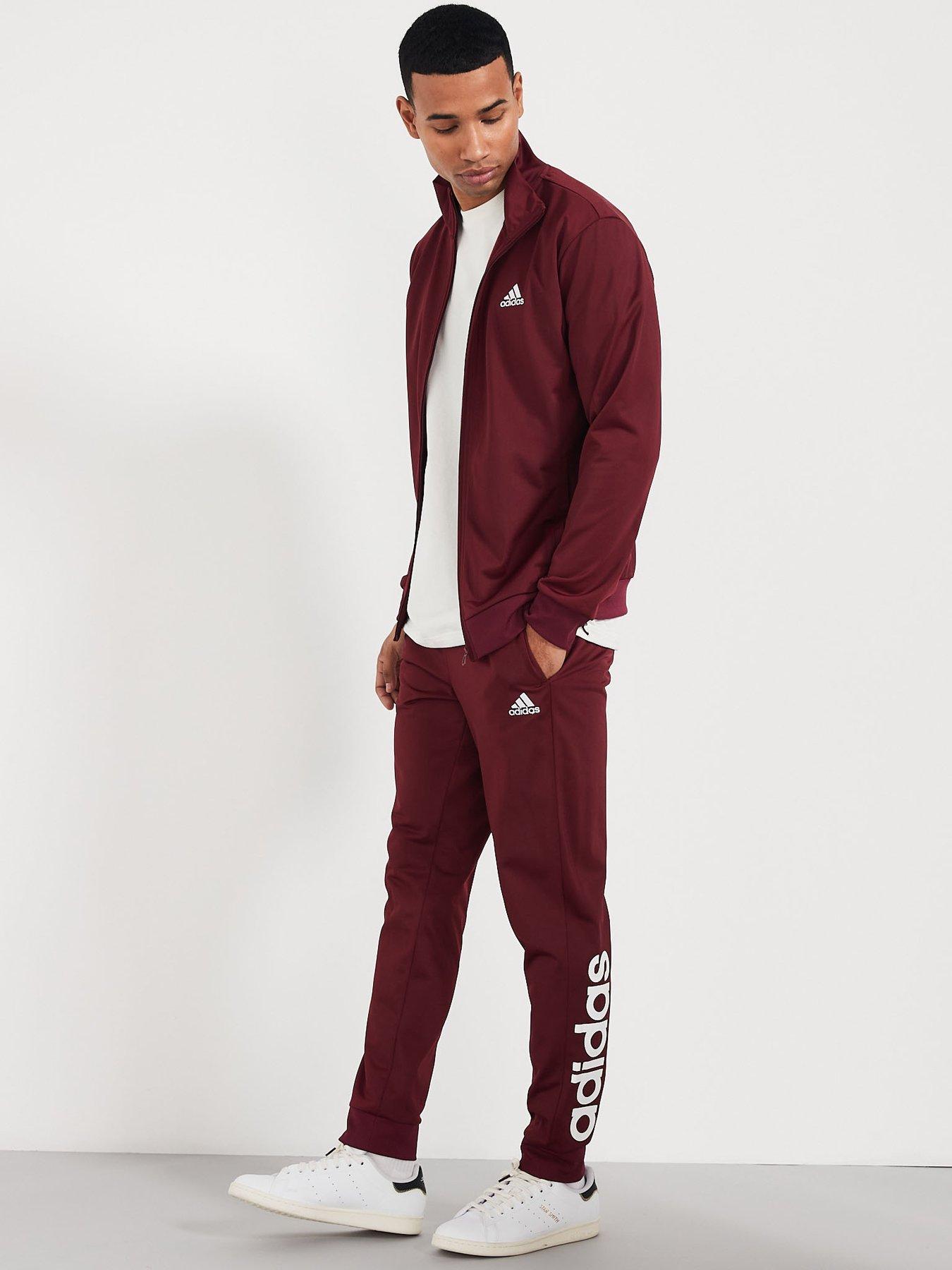 adidas Sportswear Mens Linear Tracksuit Dark Red Very