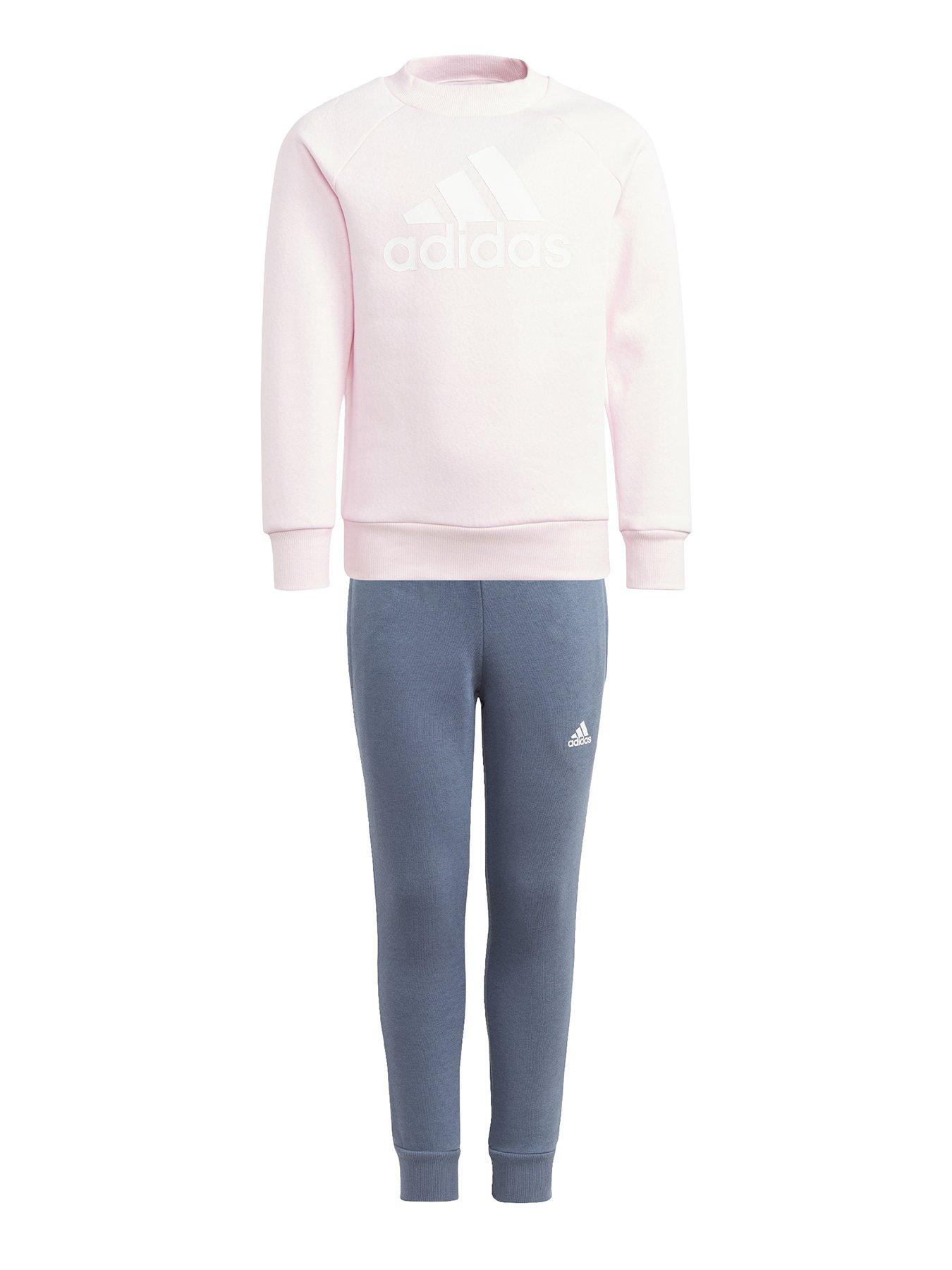 Adidas grey pink clearance and white tracksuit