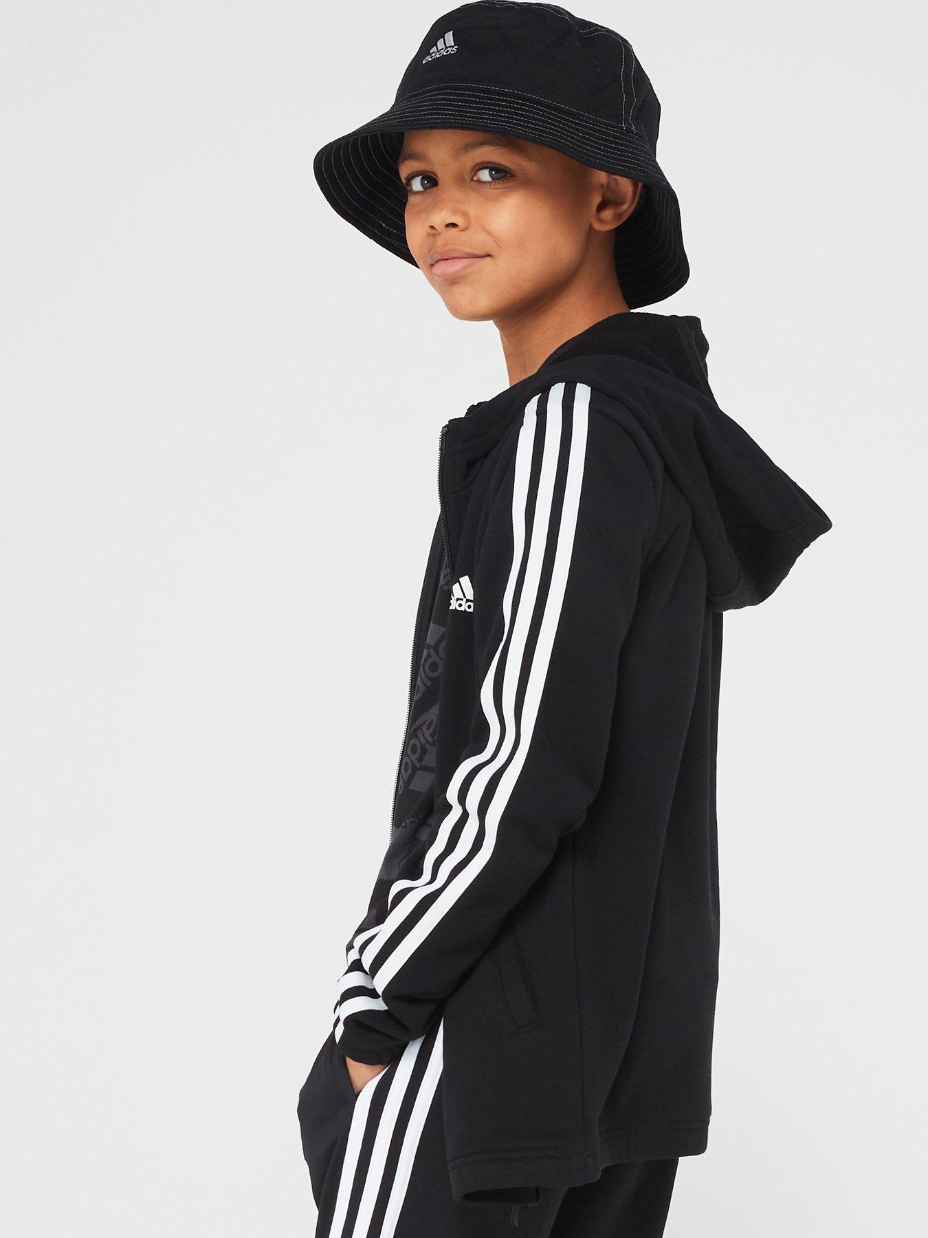 Image 2 of 4 of adidas Sportswear Junior Essentials Hooded Track Top - Black/White