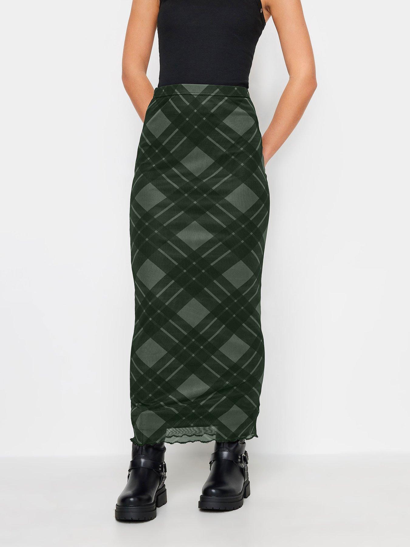 Petite check hotsell midi skirt