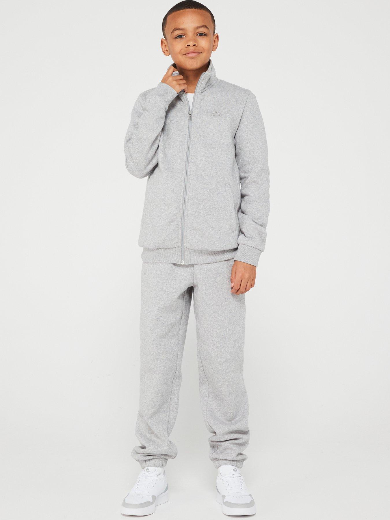 Grey adidas tracksuit hot sale kids