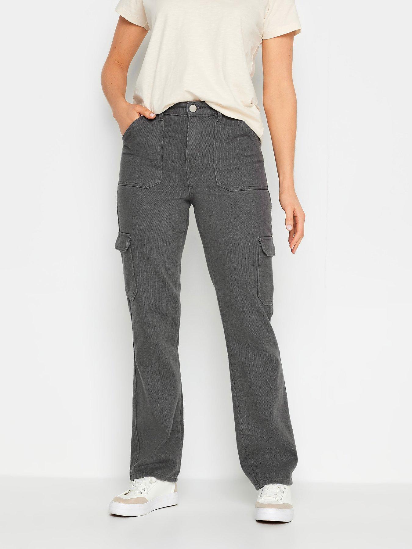 Long Tall Sally Tall Grey Straight Leg Jean, Grey, Size 22, Length 36, Women
