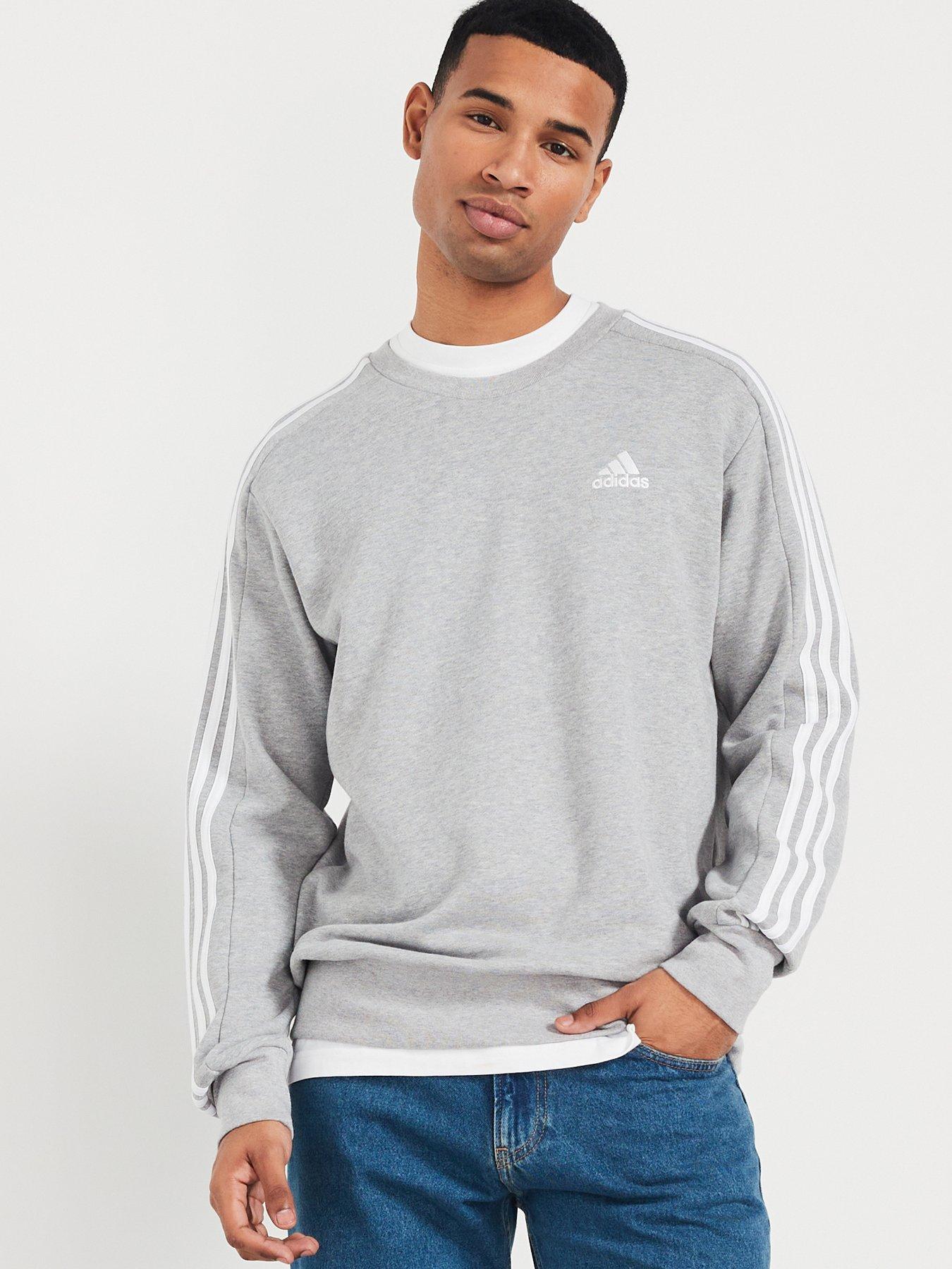 Adidas essentials mens 3 stripe sweatshirt on sale