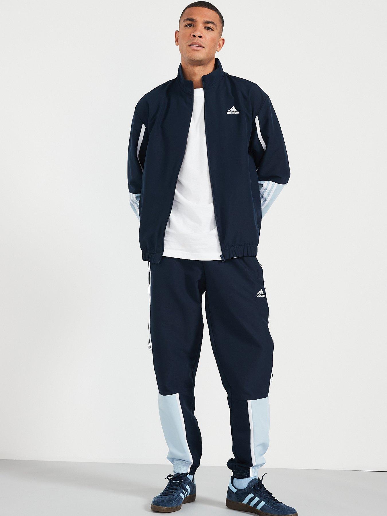 adidas Sportswear Mens Colourblock 3 Stripe Tracksuit Navy Very