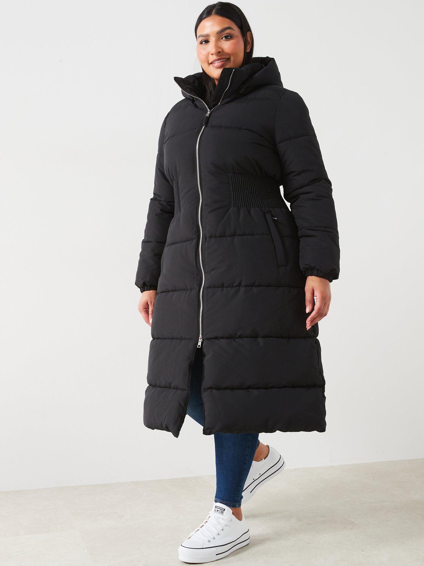 Puffer coat with cinched waist on sale