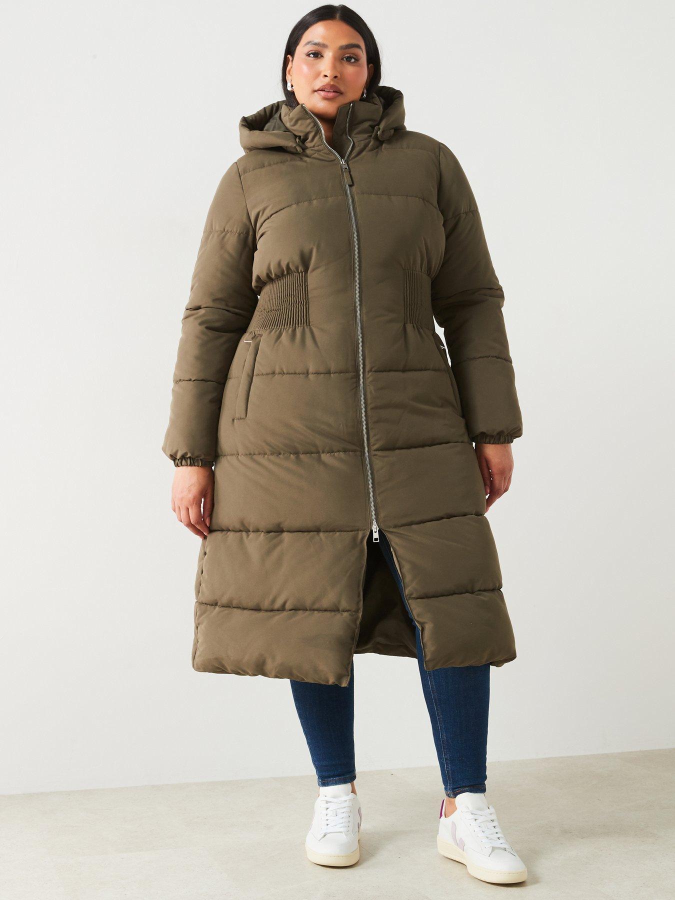 Hooded Cinched Waist Puffer Coat