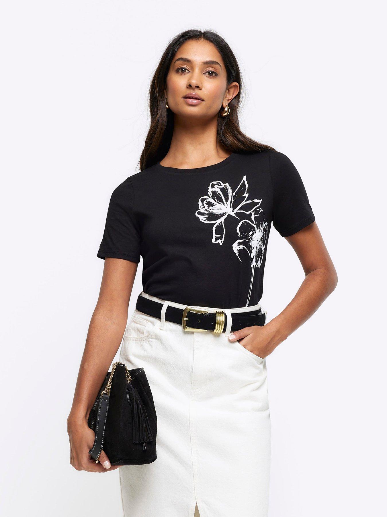 river island sketch design t-shirt - black