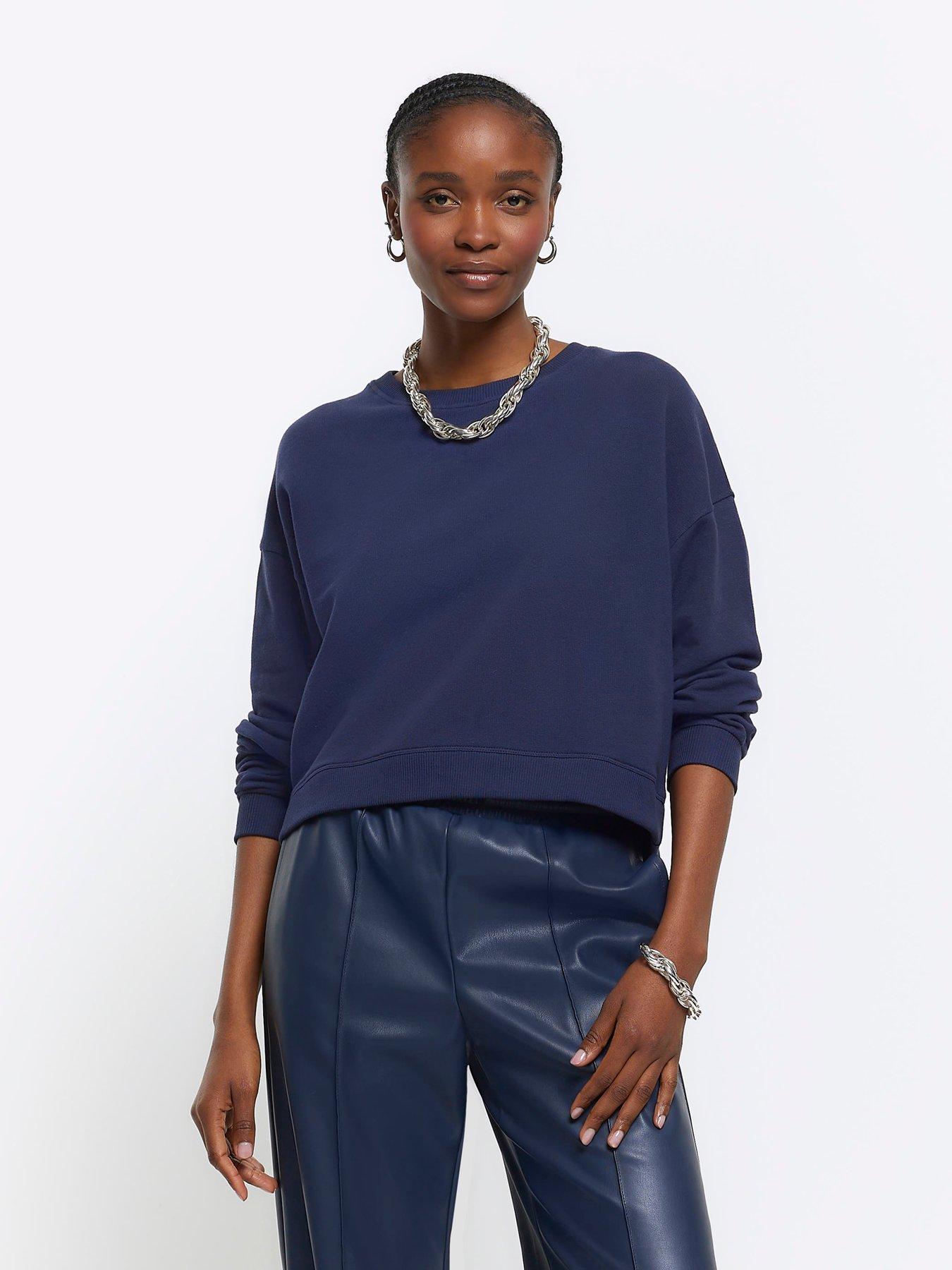 Navy hotsell cropped sweatshirt