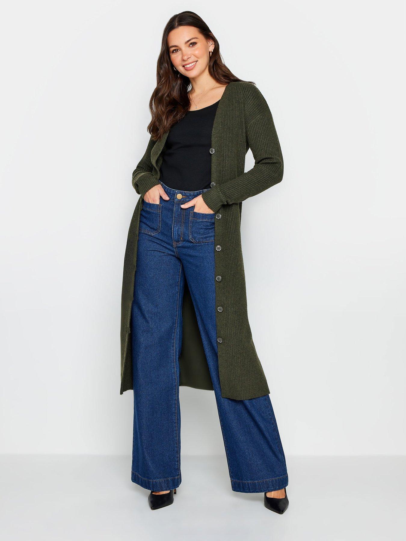 Tall Olive Longline Rib Cardigan