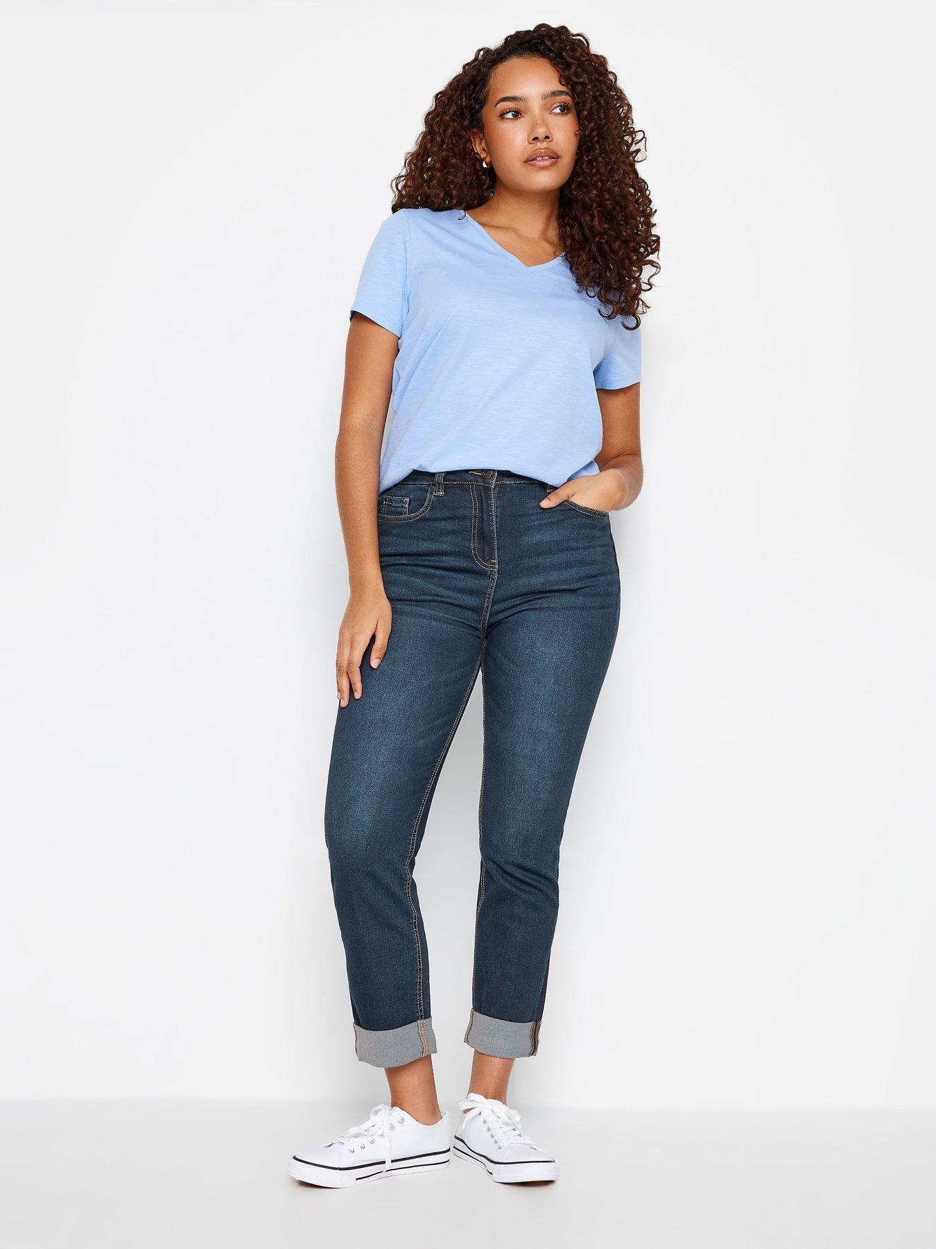Image 3 of 4 of M&Co Petite Petite Mid-wash Cigarette Jean 27"