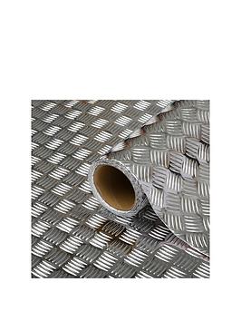 Product photograph of D-c-fix Silver Checker Plate Self-adhesive Vinyl Wrap Film Ndash 67 5 X 200 Cm from very.co.uk