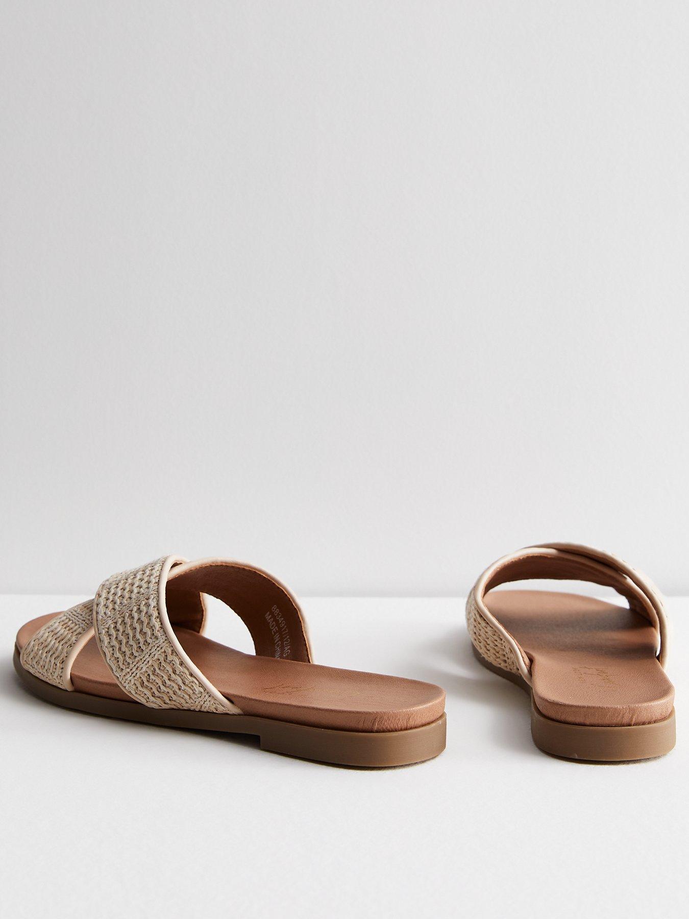 New Look Off White Raffia Cross Strap Mule Sandals | Very.co.uk