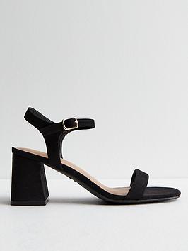 new look black suedette 2 part block heel sandals