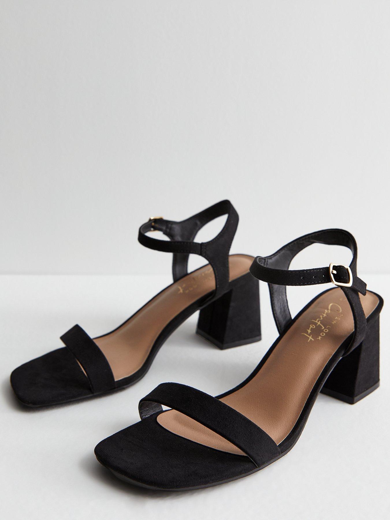 New look black sandals heels hotsell