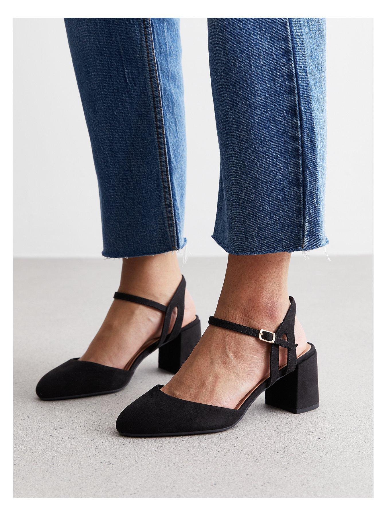 Black block heels wide best sale