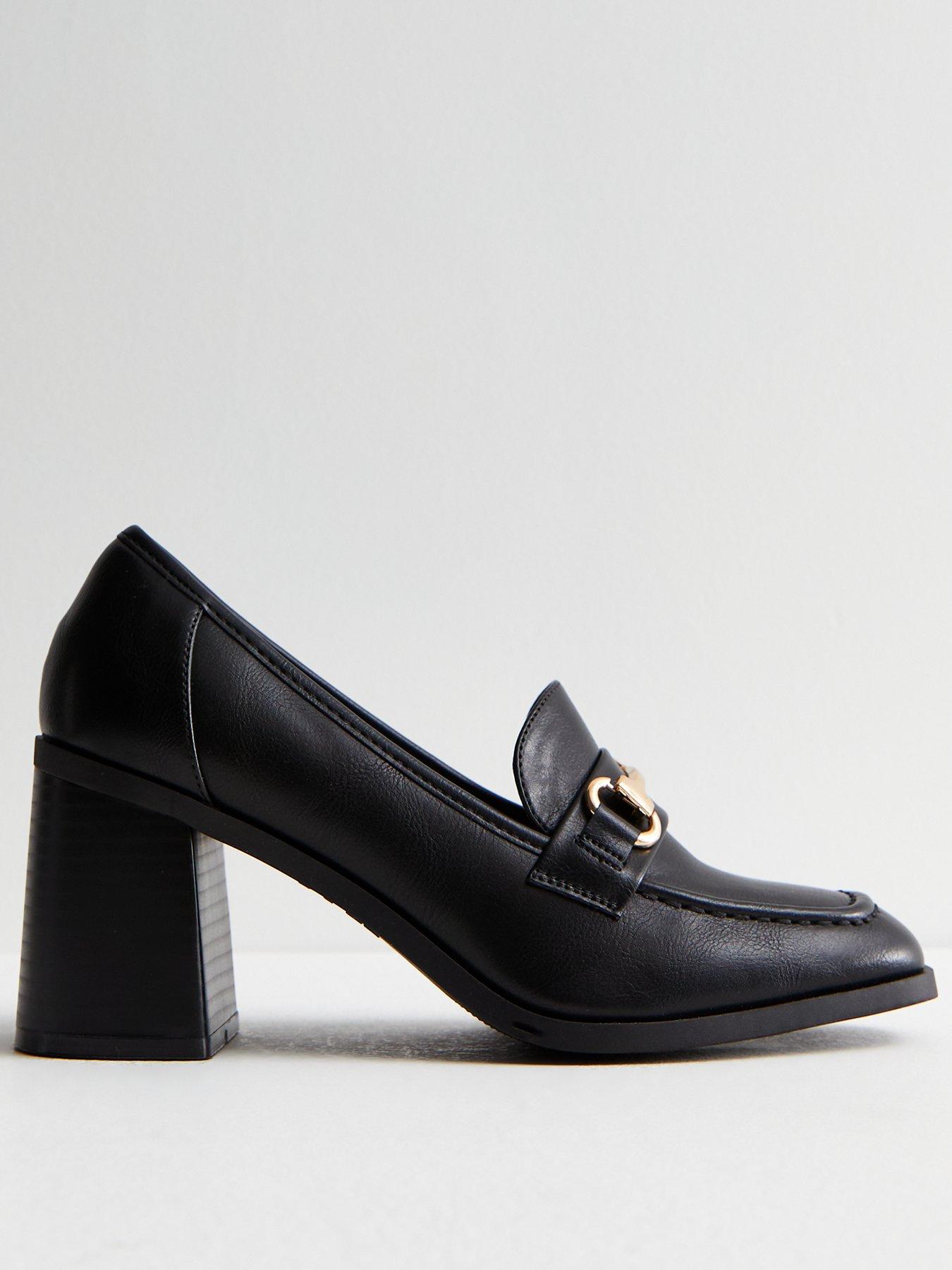 Black block heel loafers sale