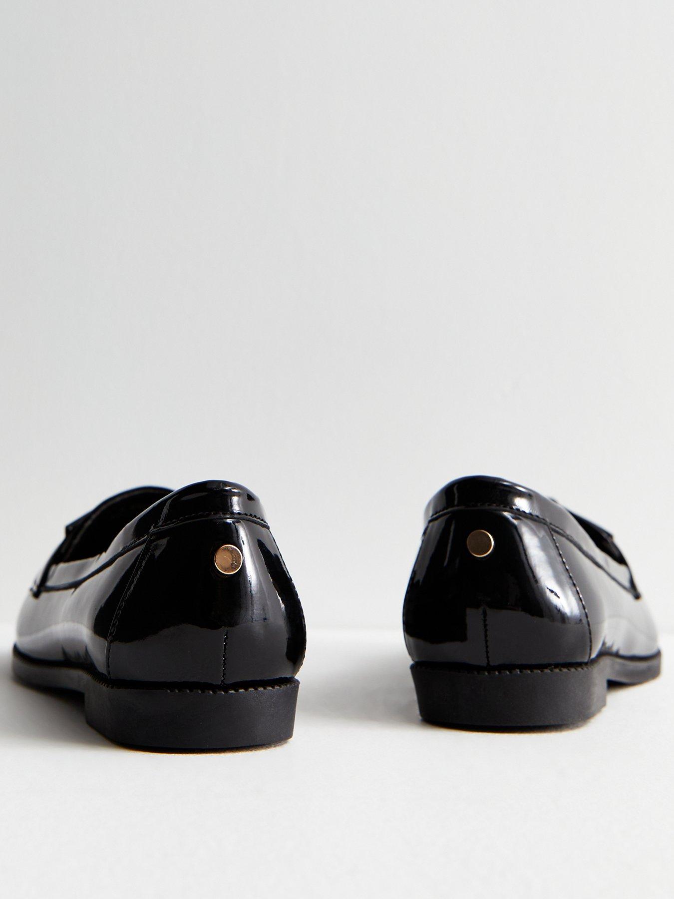 Image 2 of 5 of New Look Black Patent Tassel Trim Loafers