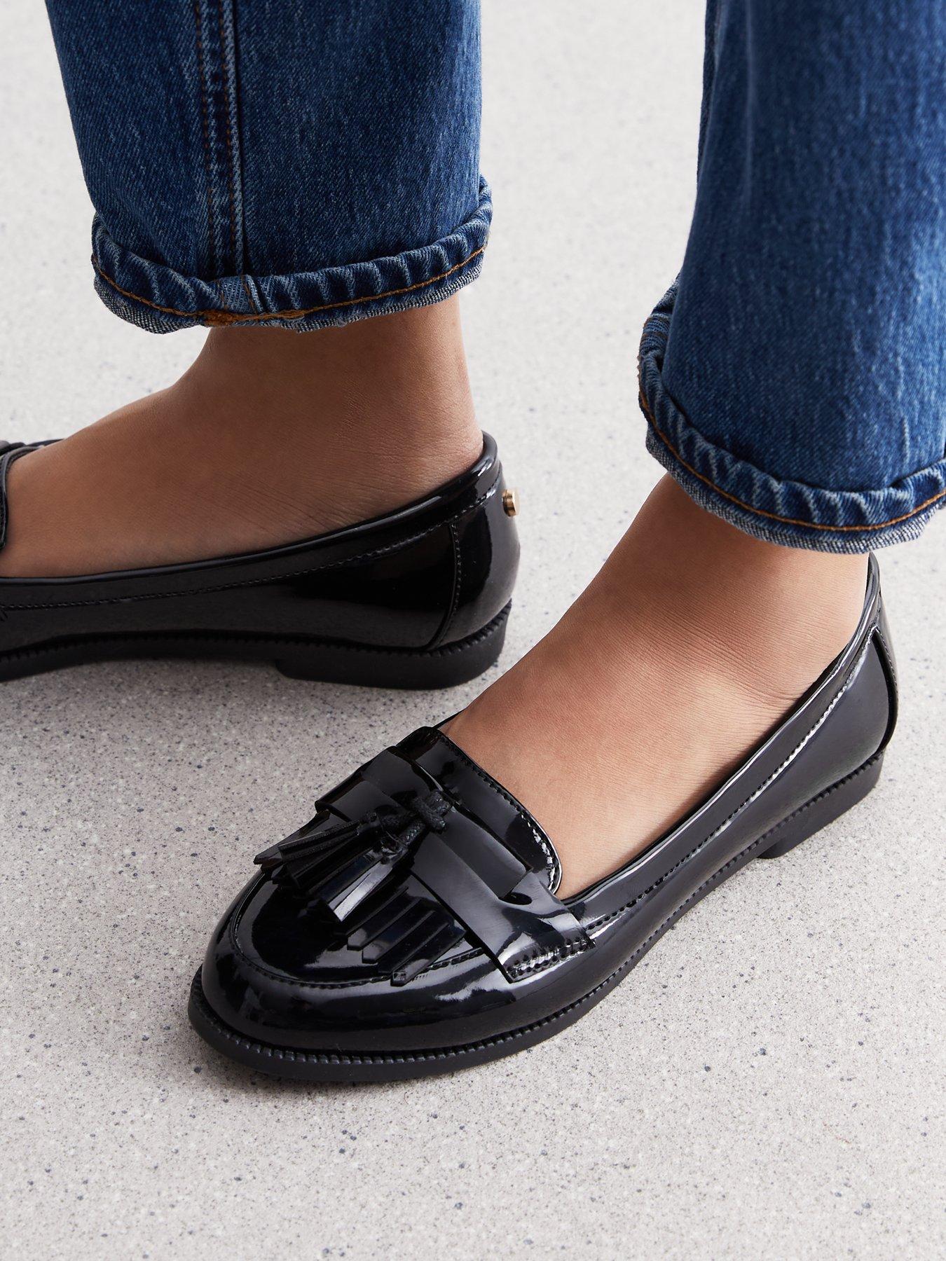 New Look Black Patent Tassel Trim Loafers Very.co.uk