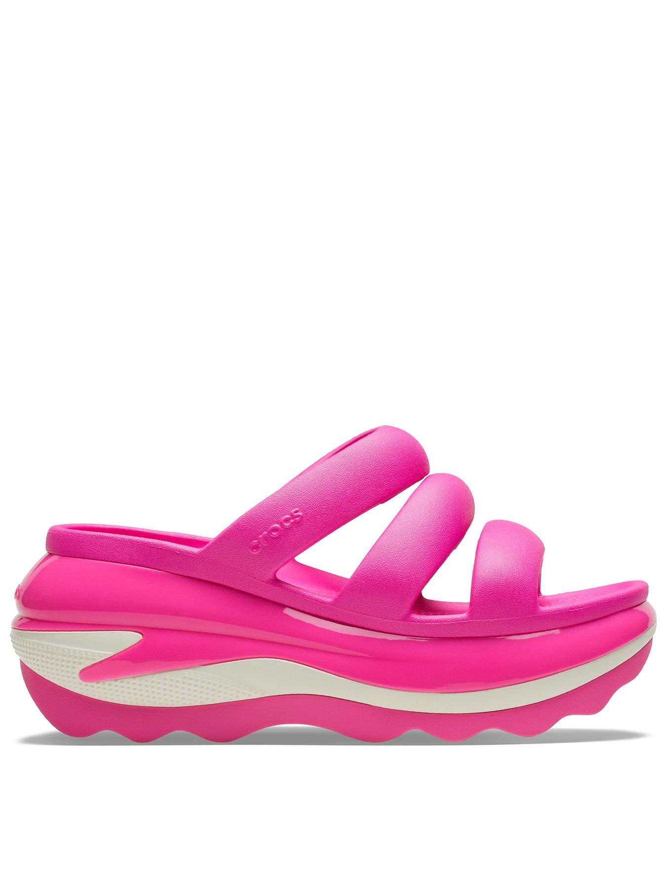 Crocs Mega Crush Tripple Strap Wedge Sandal Pink Crush Very