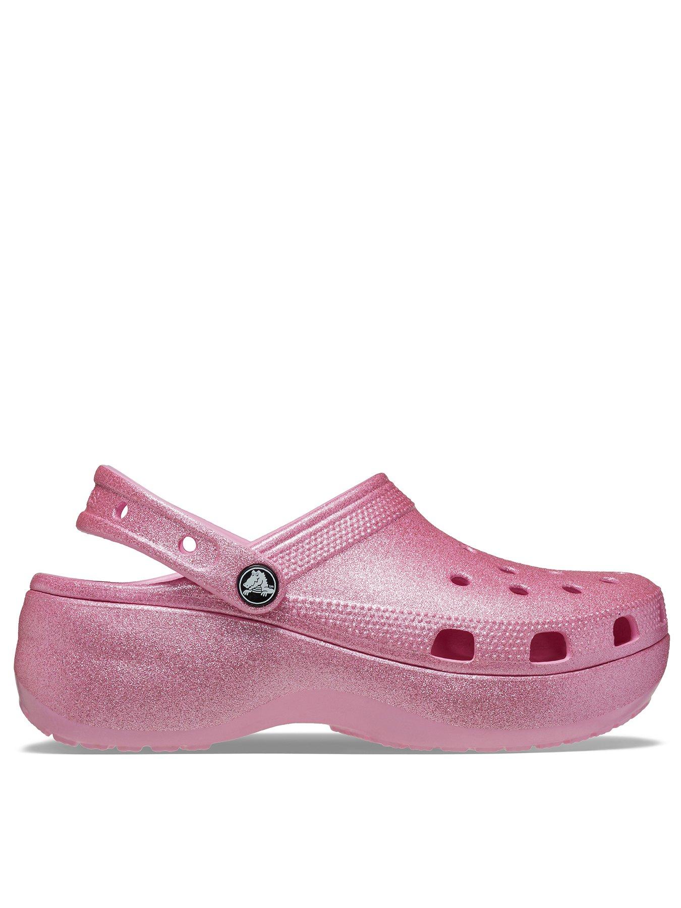 Crocs Classic Platform Glitter Wedged Clog Pink Very