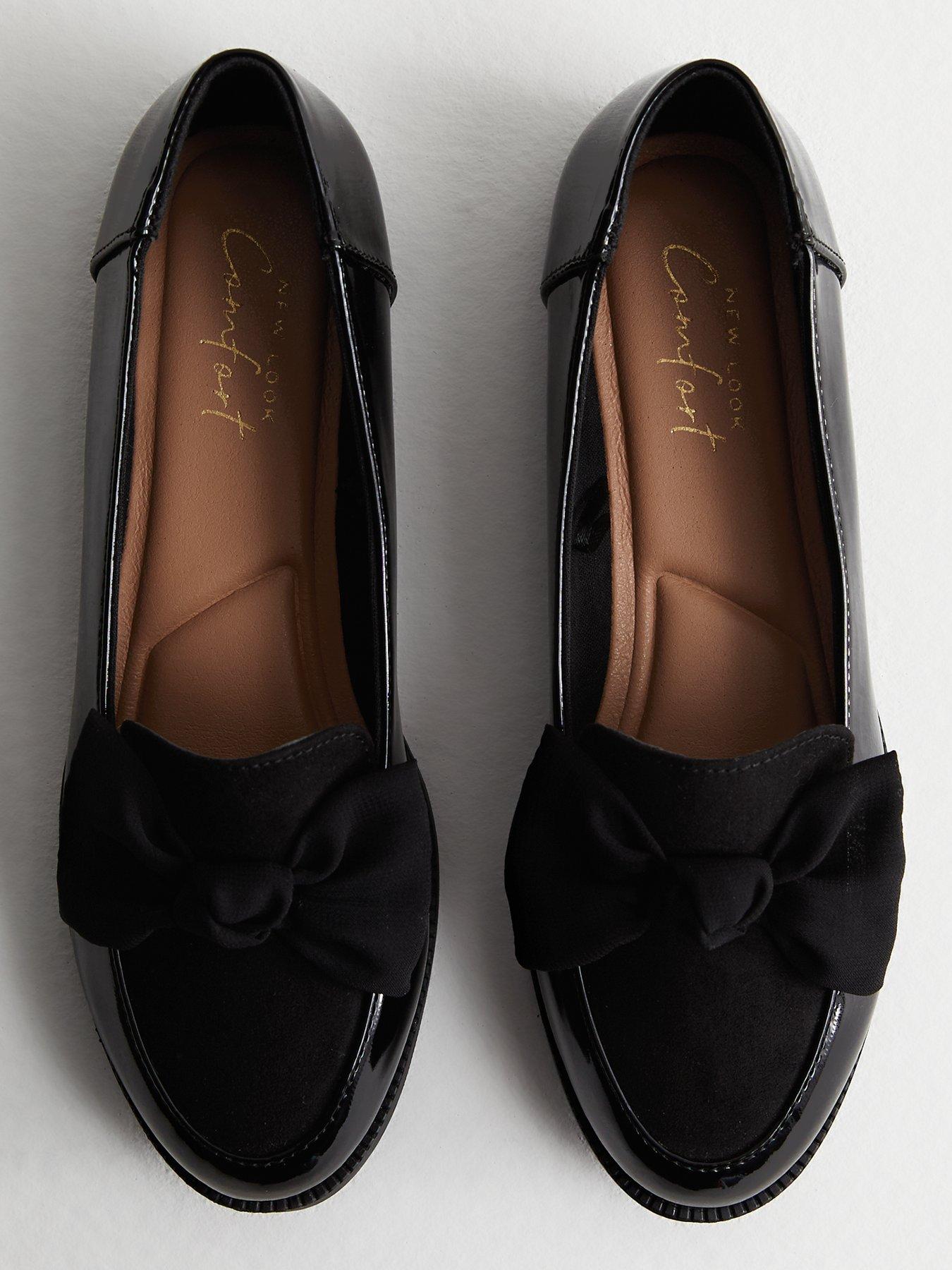 Black patent bow loafers clearance