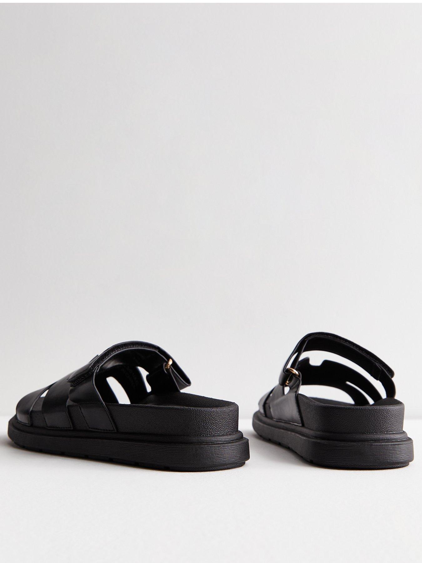 New look cross strap flat slider sandal in sale black croc