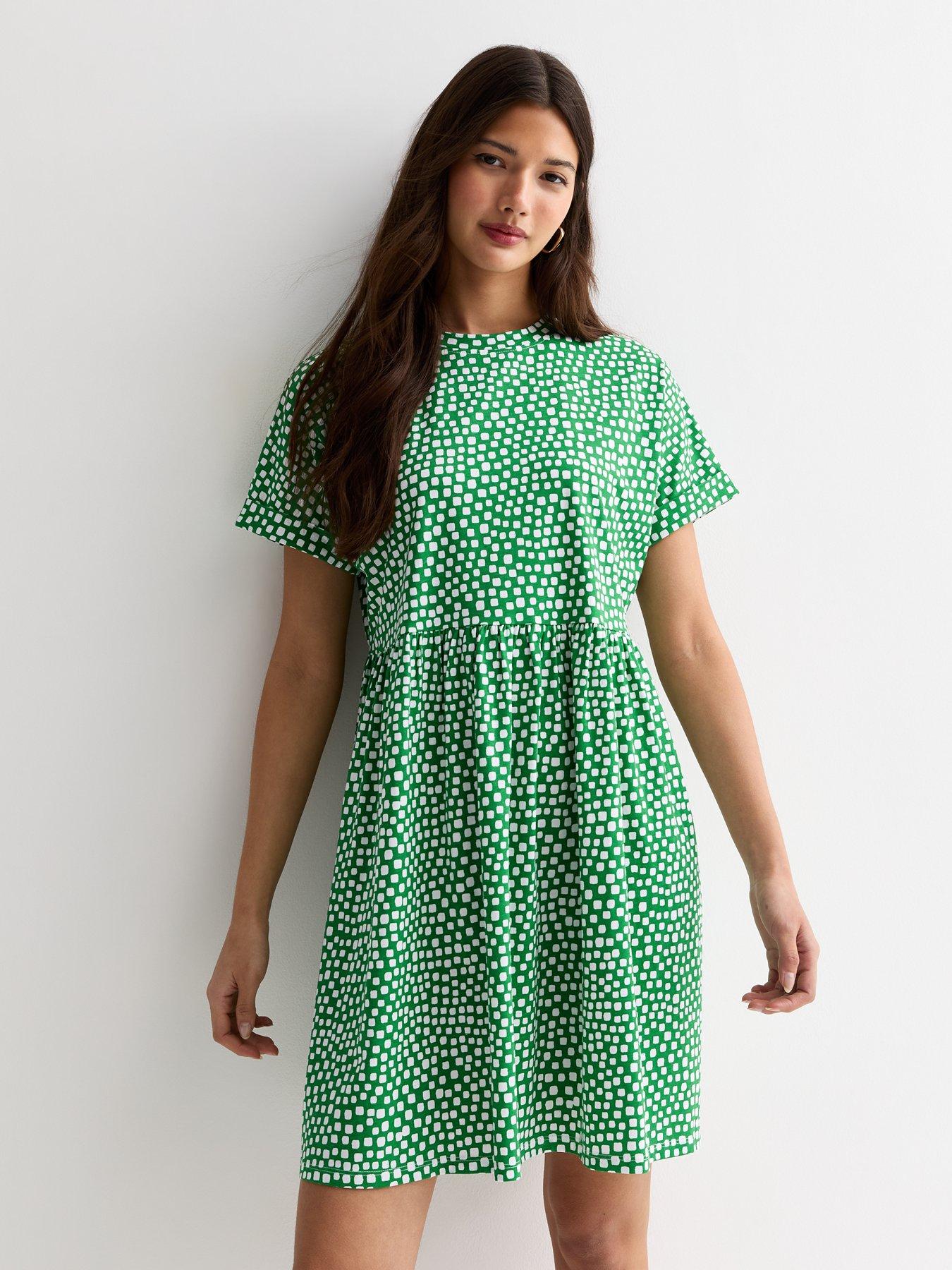 New look green polka dot dress best sale