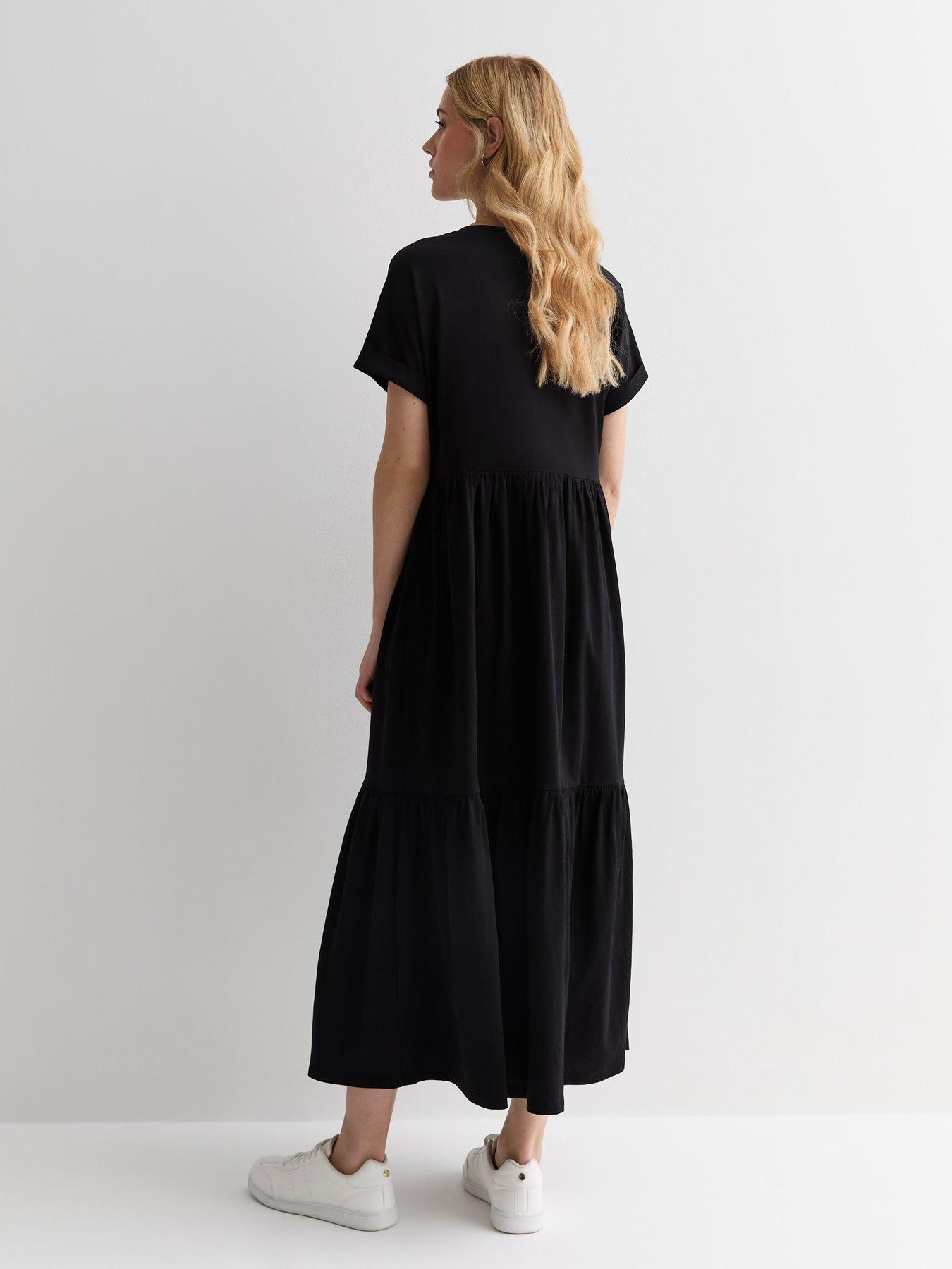 New Look Black Cotton Midi Smock Dress Very