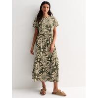 New Look Green Floral Cotton Midi Dress | Very.co.uk