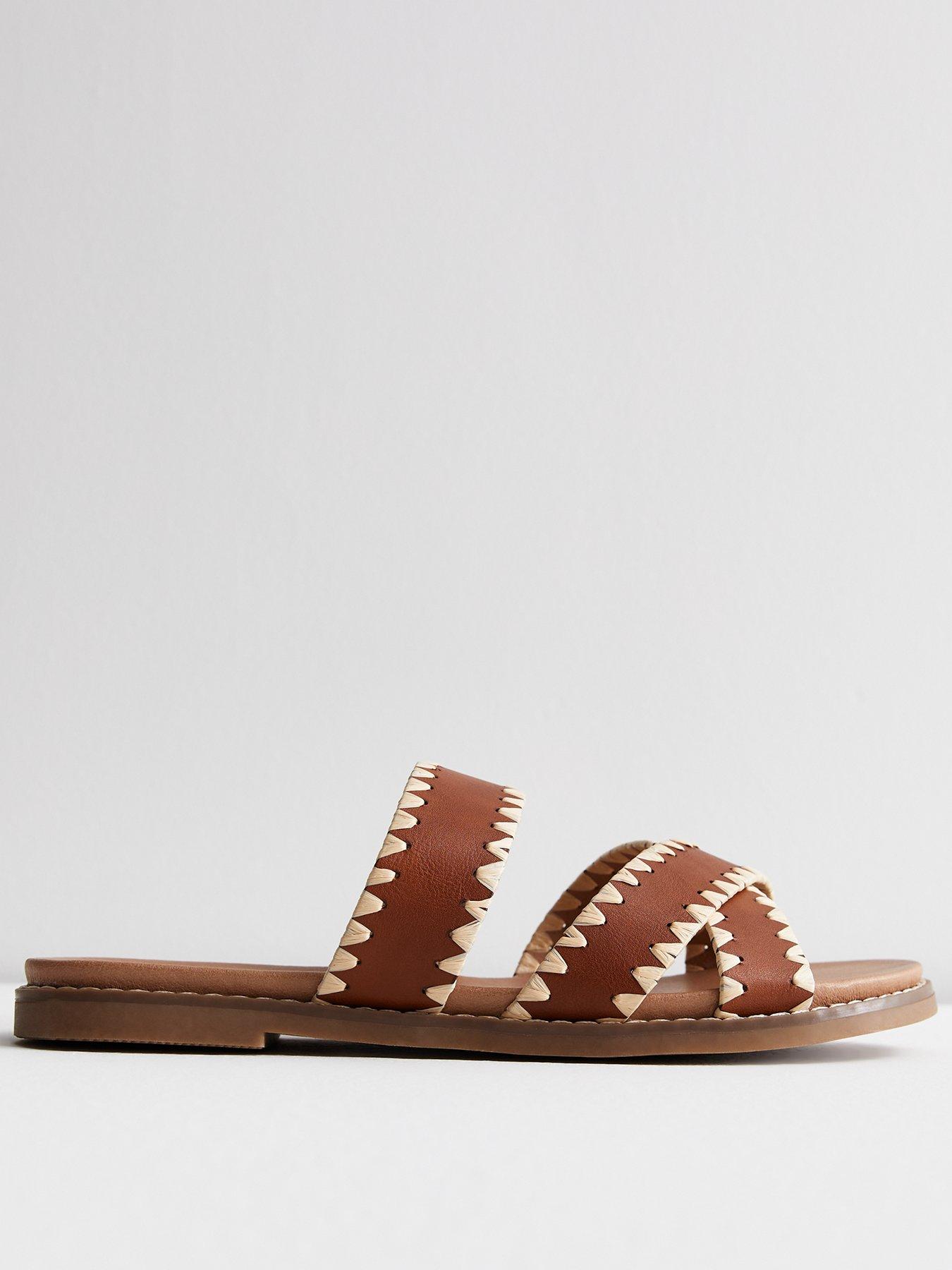 Tan leather sliders discount uk