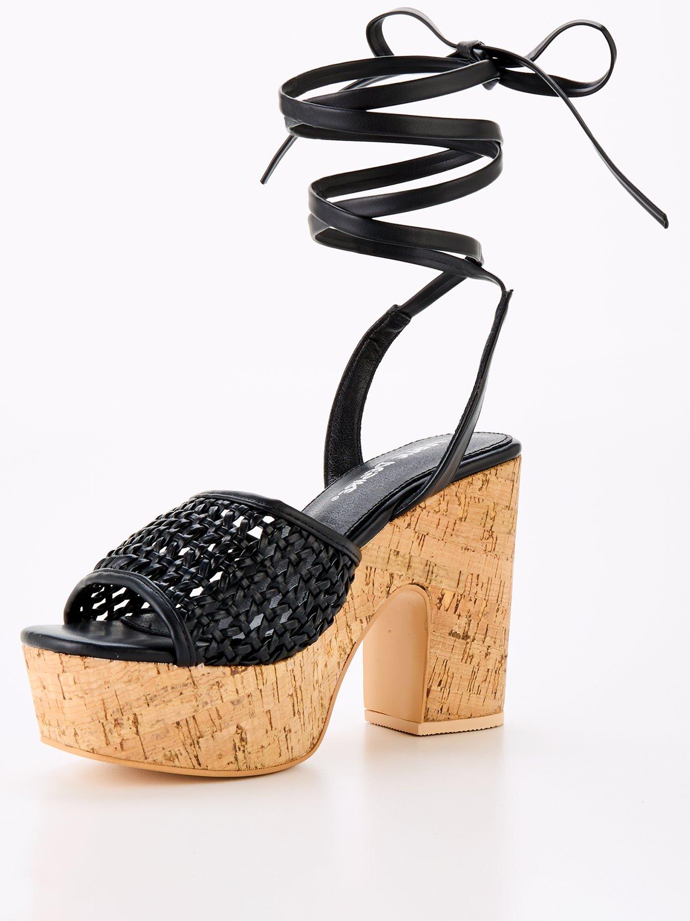 Black cork heels hotsell