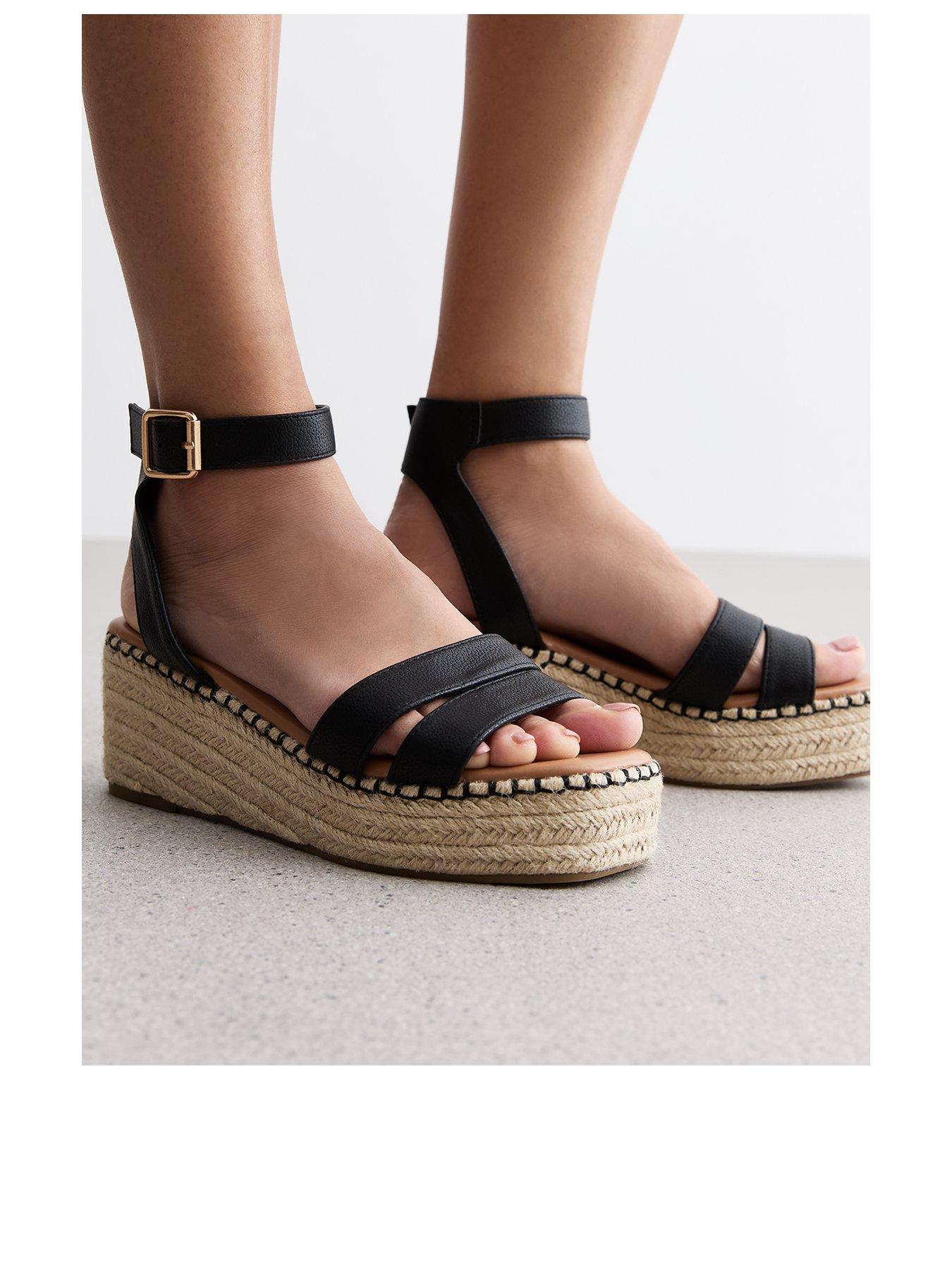 black espadrille flatform sandals