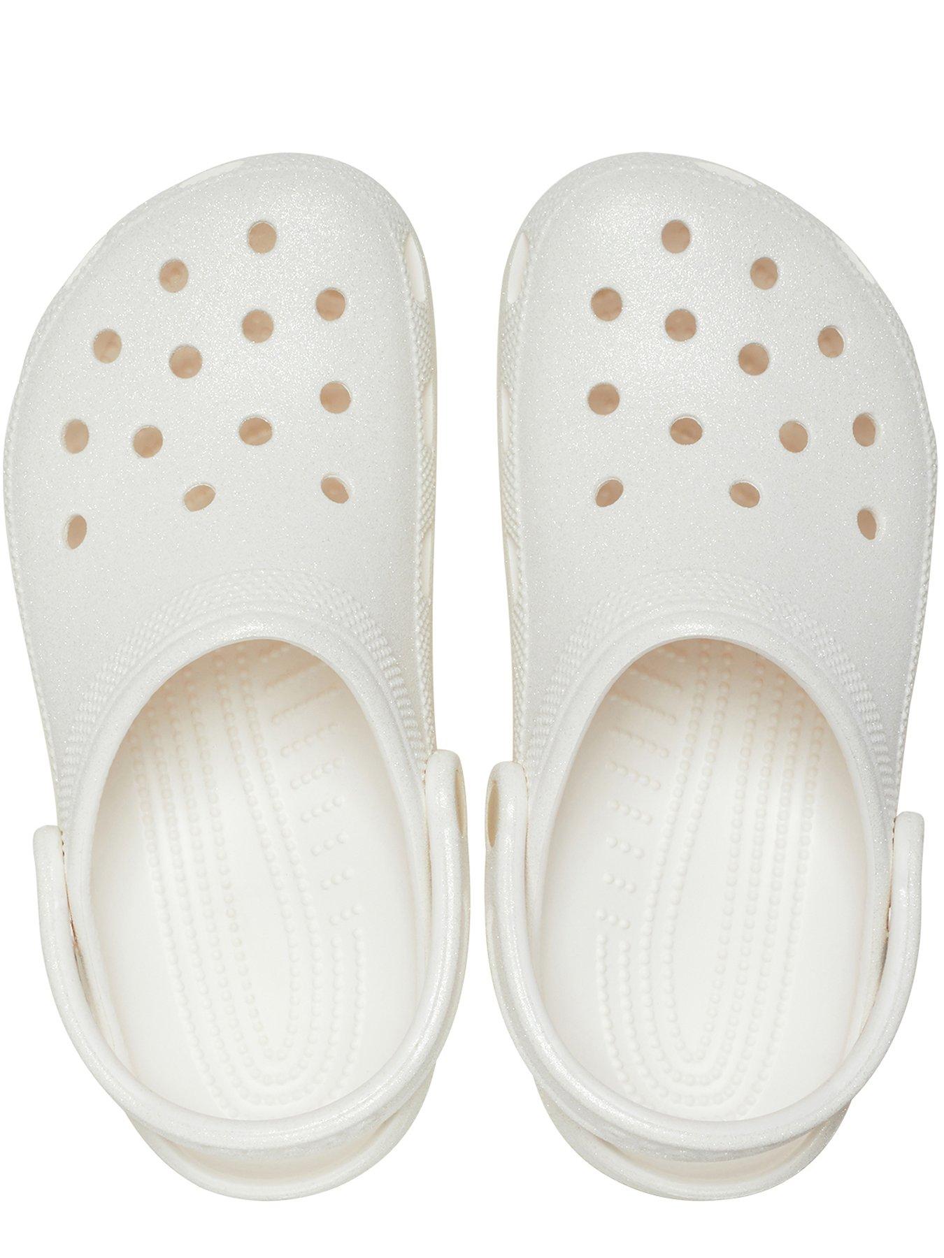 White sparkly crocs top