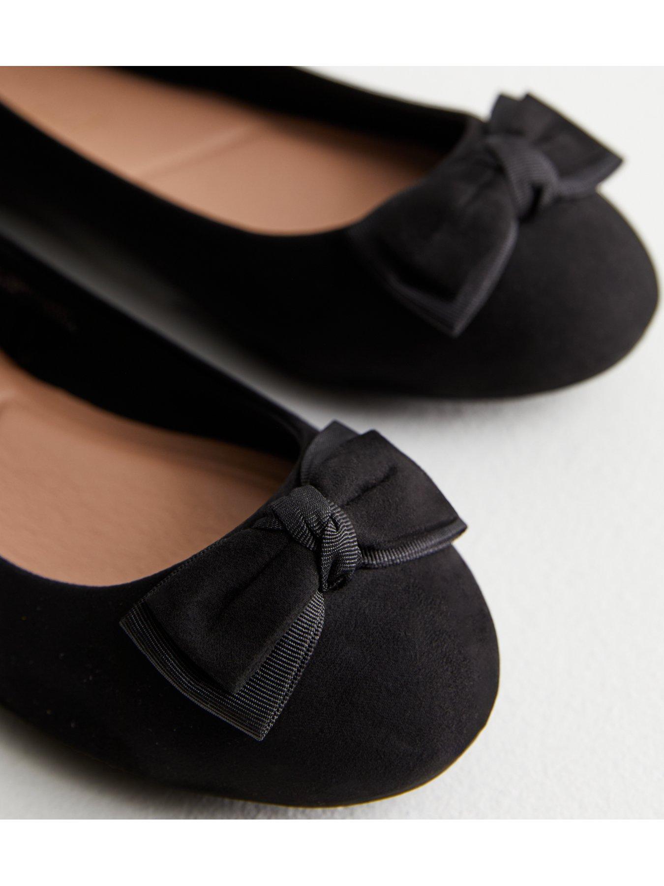 New Look Wide Fit Black Suedette Bow Front Ballerina Pumps Very