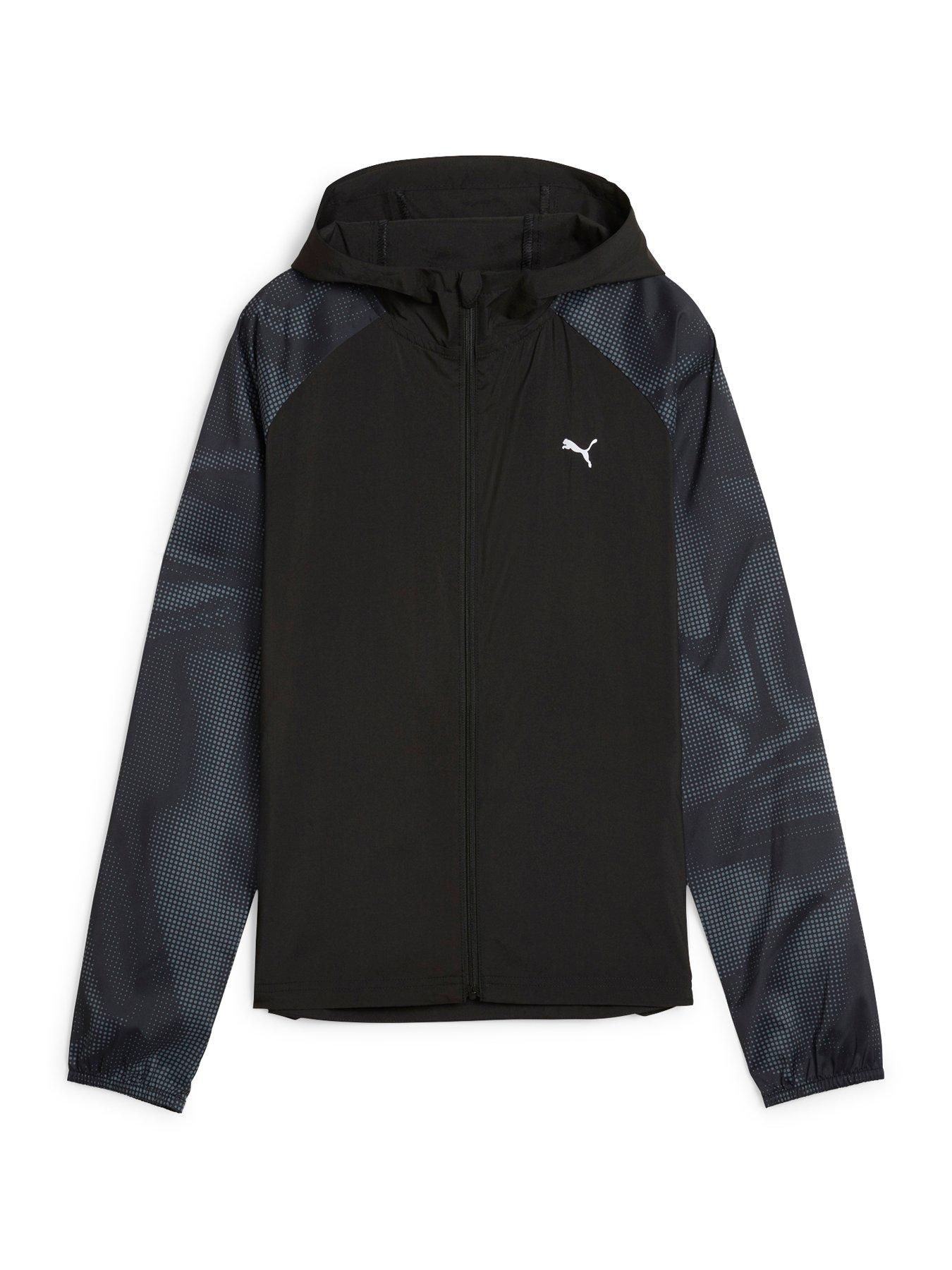 puma womens running favorite printed woven jacket - black