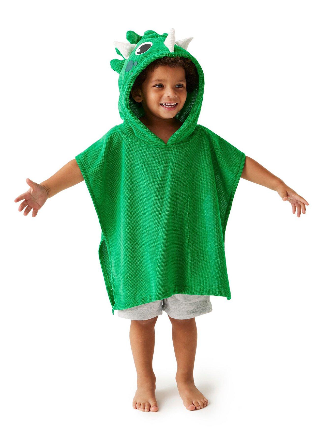 regatta-kids-unisex-animal-towel-robe-green