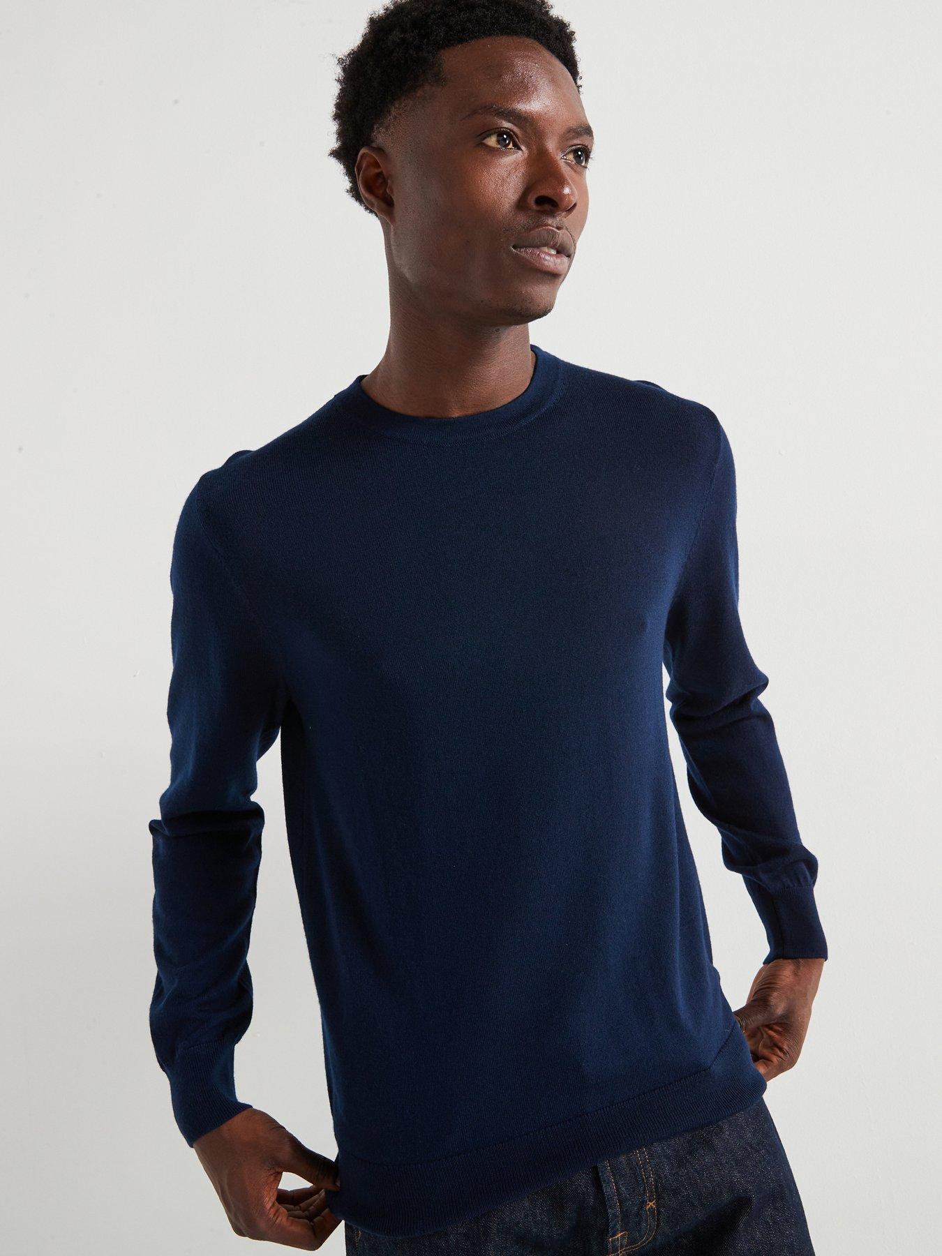 undefined Merino Wool Crew Neck Jumper - Navy