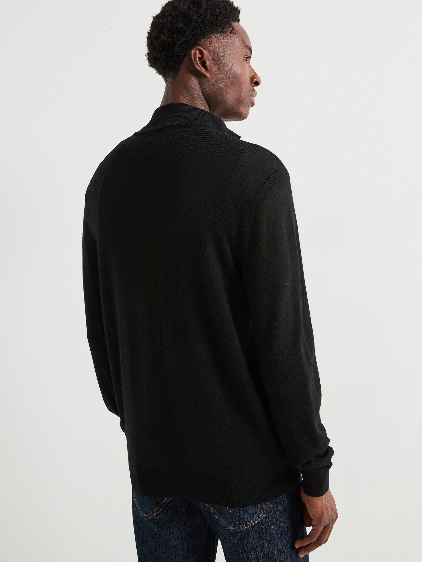 Image 2 of 6 of Very Man Merino Wool 1/4 Zip Jumper - Black