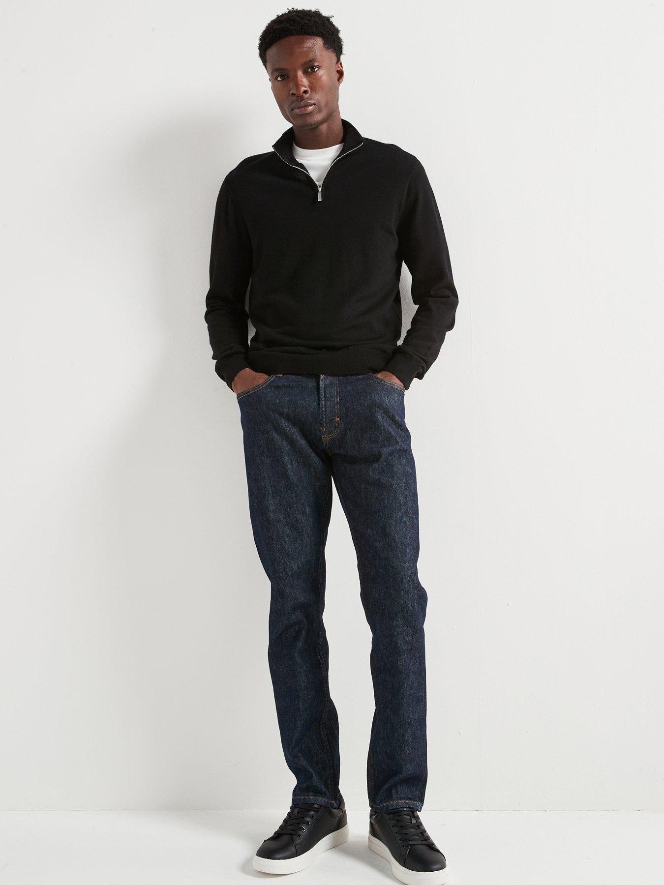 Image 3 of 6 of Very Man Merino Wool 1/4 Zip Jumper - Black