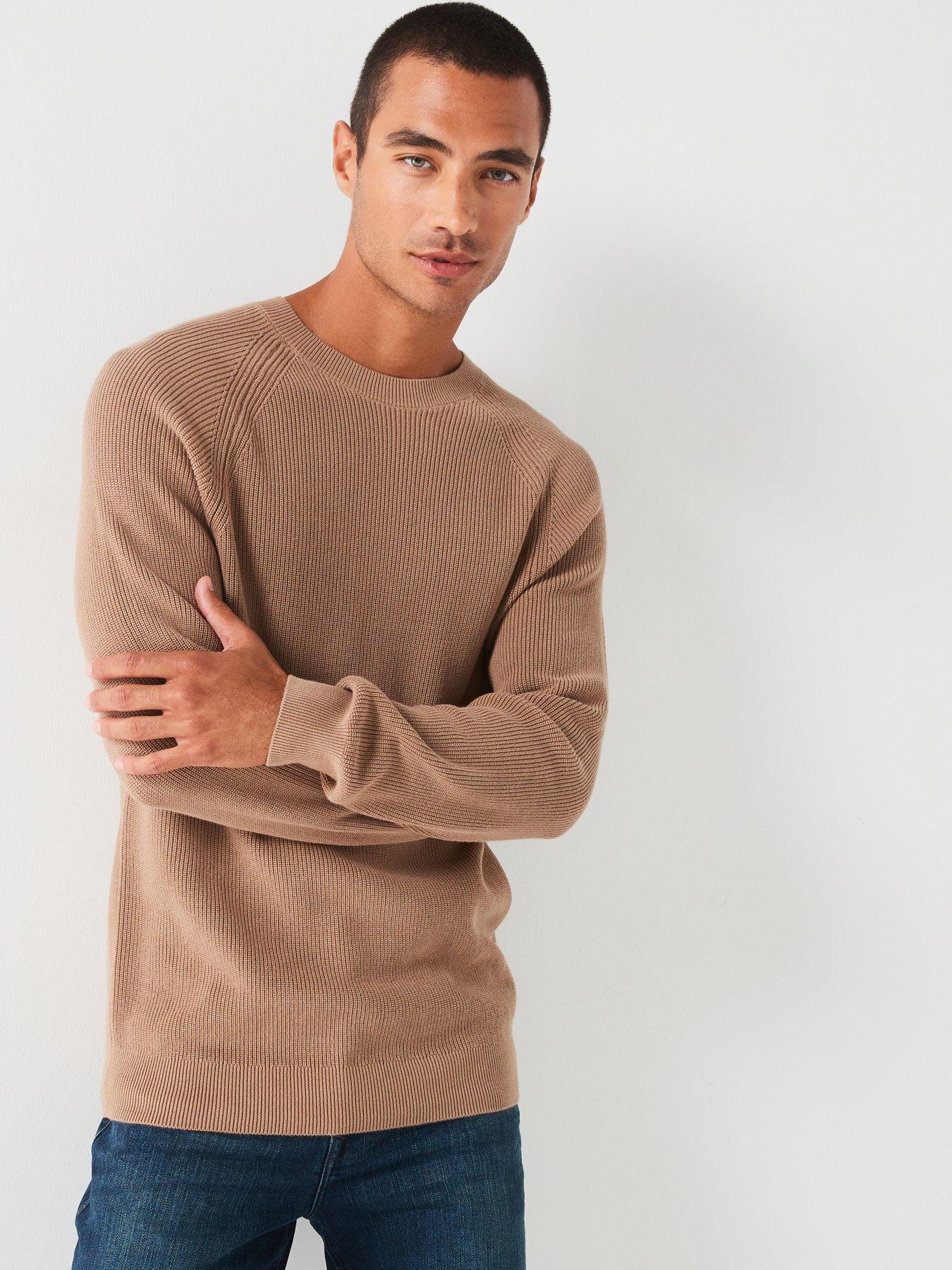 undefined Cotton Rib Knitted Crew Jumper - Natural