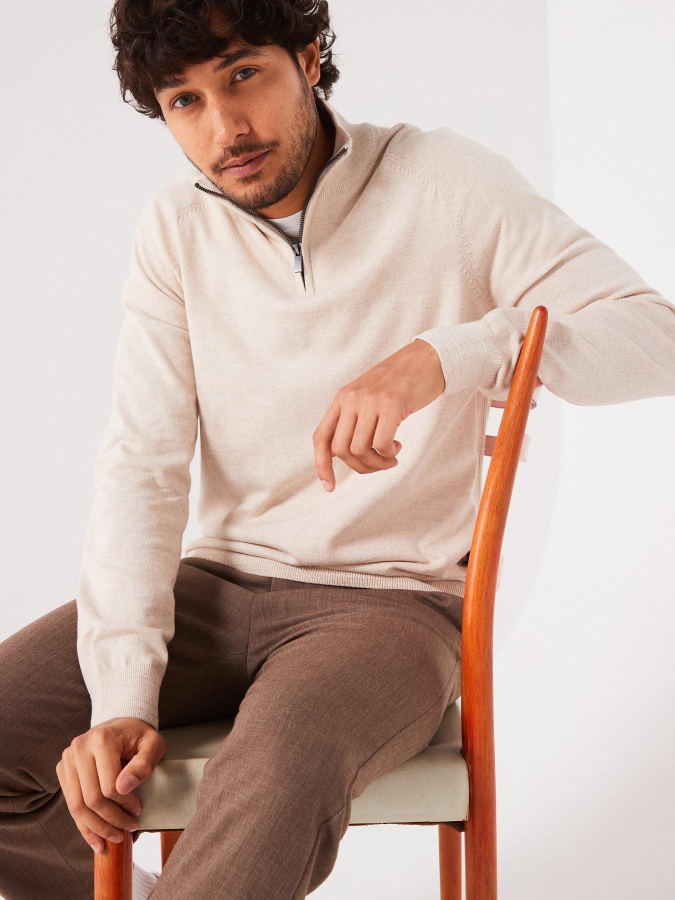 undefined Tri Marl 1/4 Zip Jumper - Oatmeal