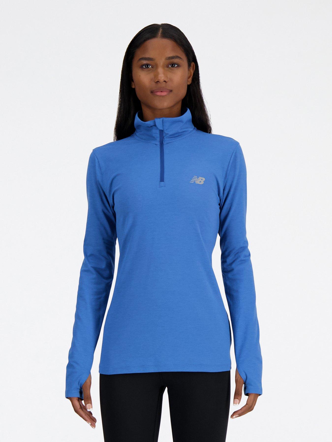 Women s Running Space Dye Quarter Zip Top Blue