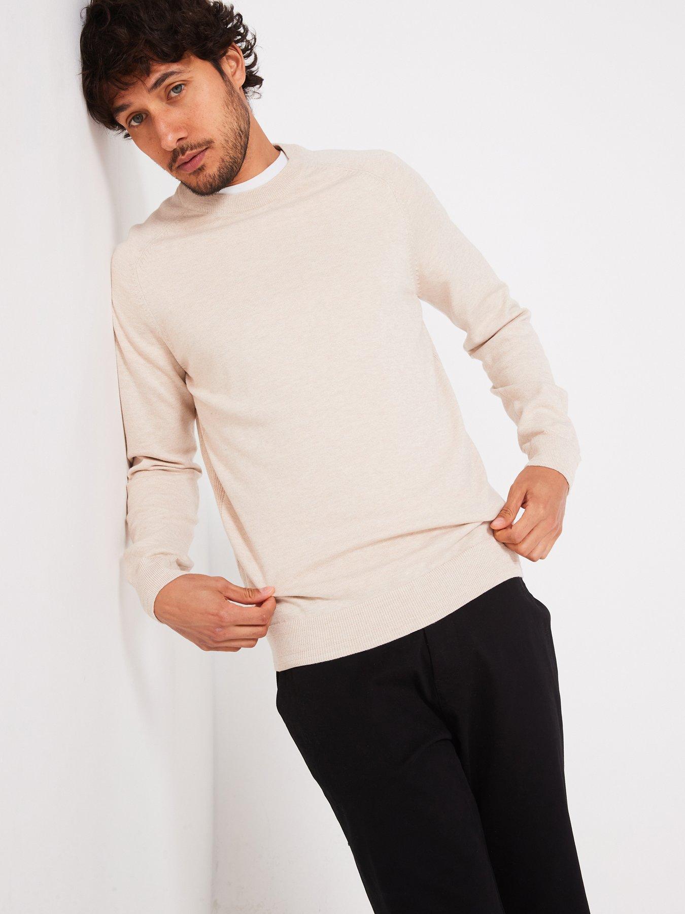 undefined Tri Marl Crew Neck Jumper - Natural