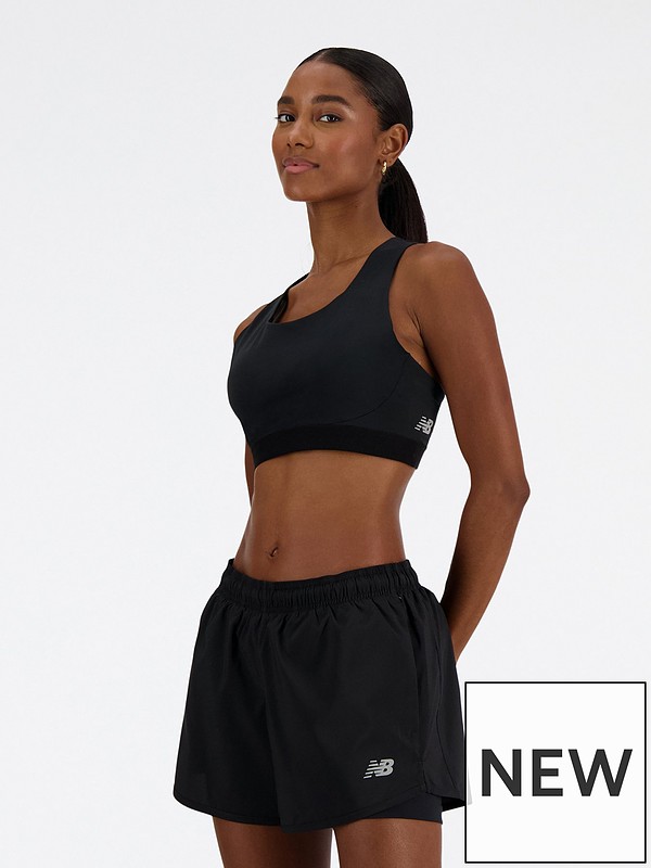 New Balance Womens Running Athletics Medium Support Sleek Sports Bra -  Black
