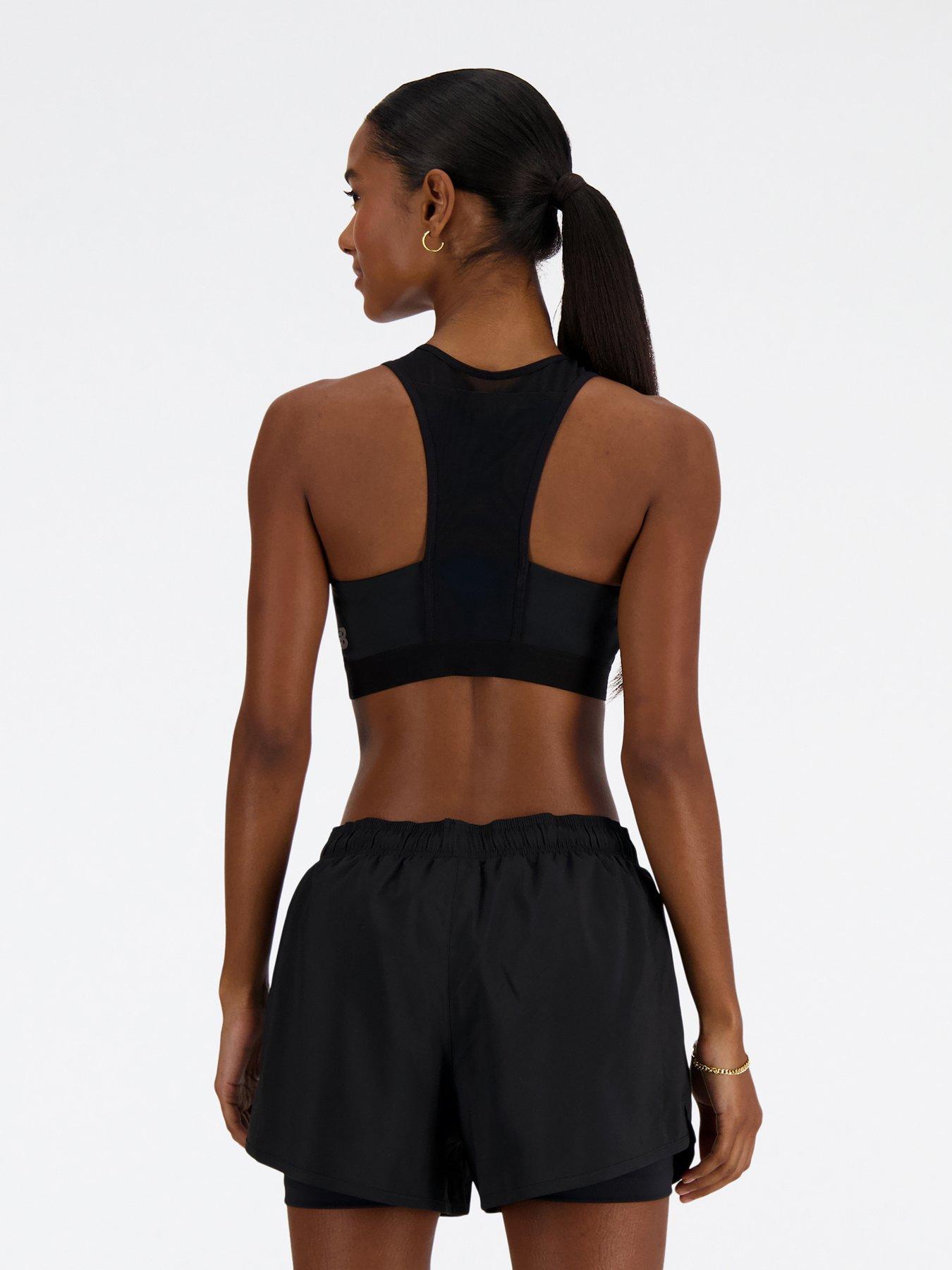 Image 2 of 5 of New Balance Womens Running Athletics Medium Support Sleek Sports Bra - Black