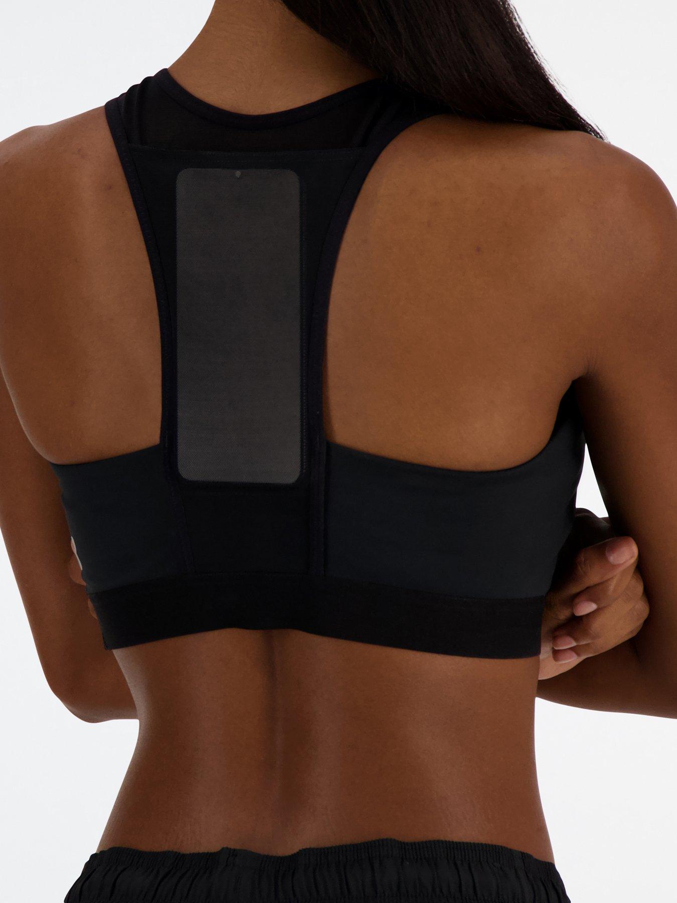 Image 5 of 5 of New Balance Womens Running Athletics Medium Support Sleek Sports Bra - Black