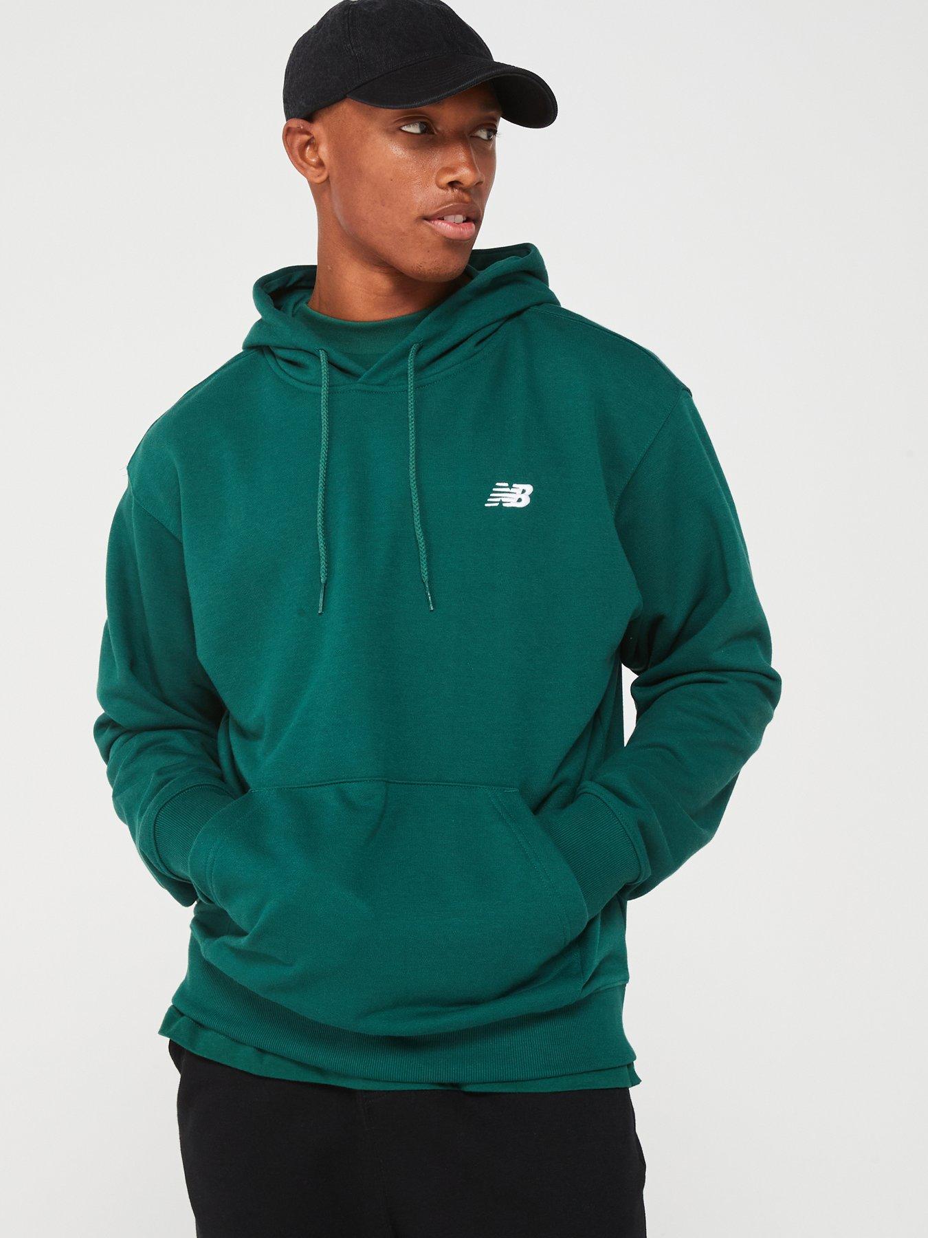 New Balance Mens Small Logo French Terry Hoodie - Green