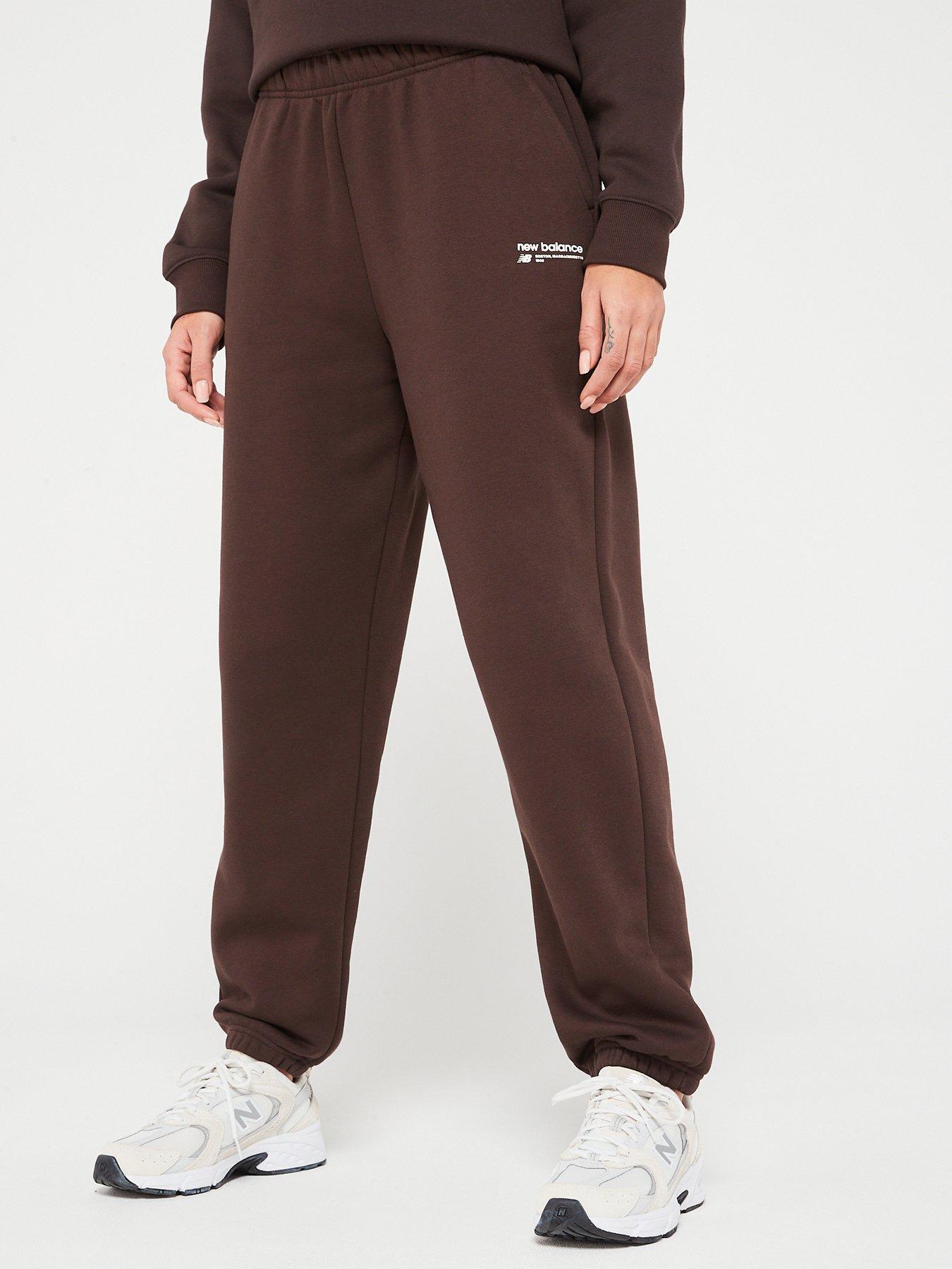 Womens Linear Heritage Brushed Back Fleece Sweatpant Brown